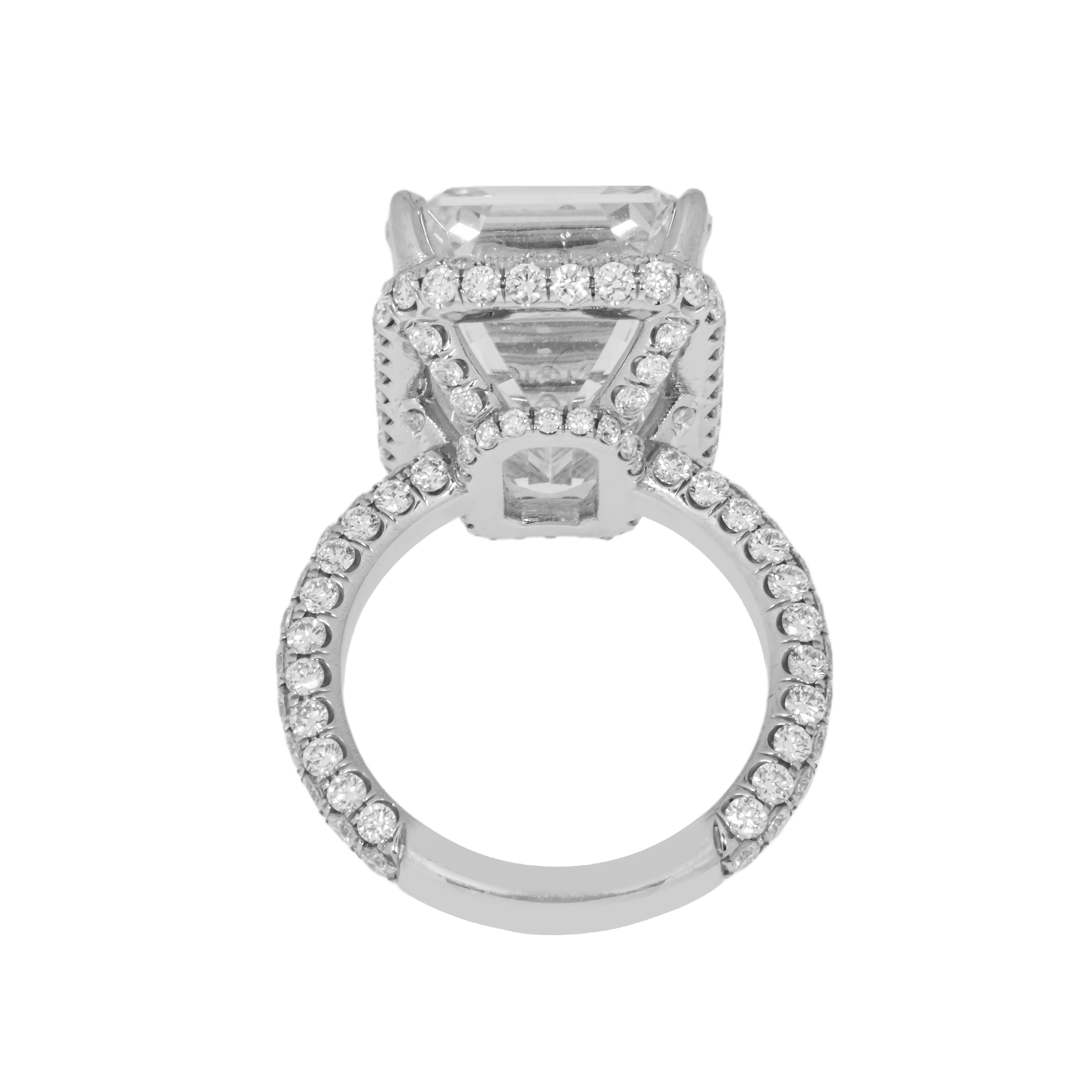 Gia Platinum 21.40Ct Emerald Cut Diamond Engagement Ring 22.86Ctw Bridal