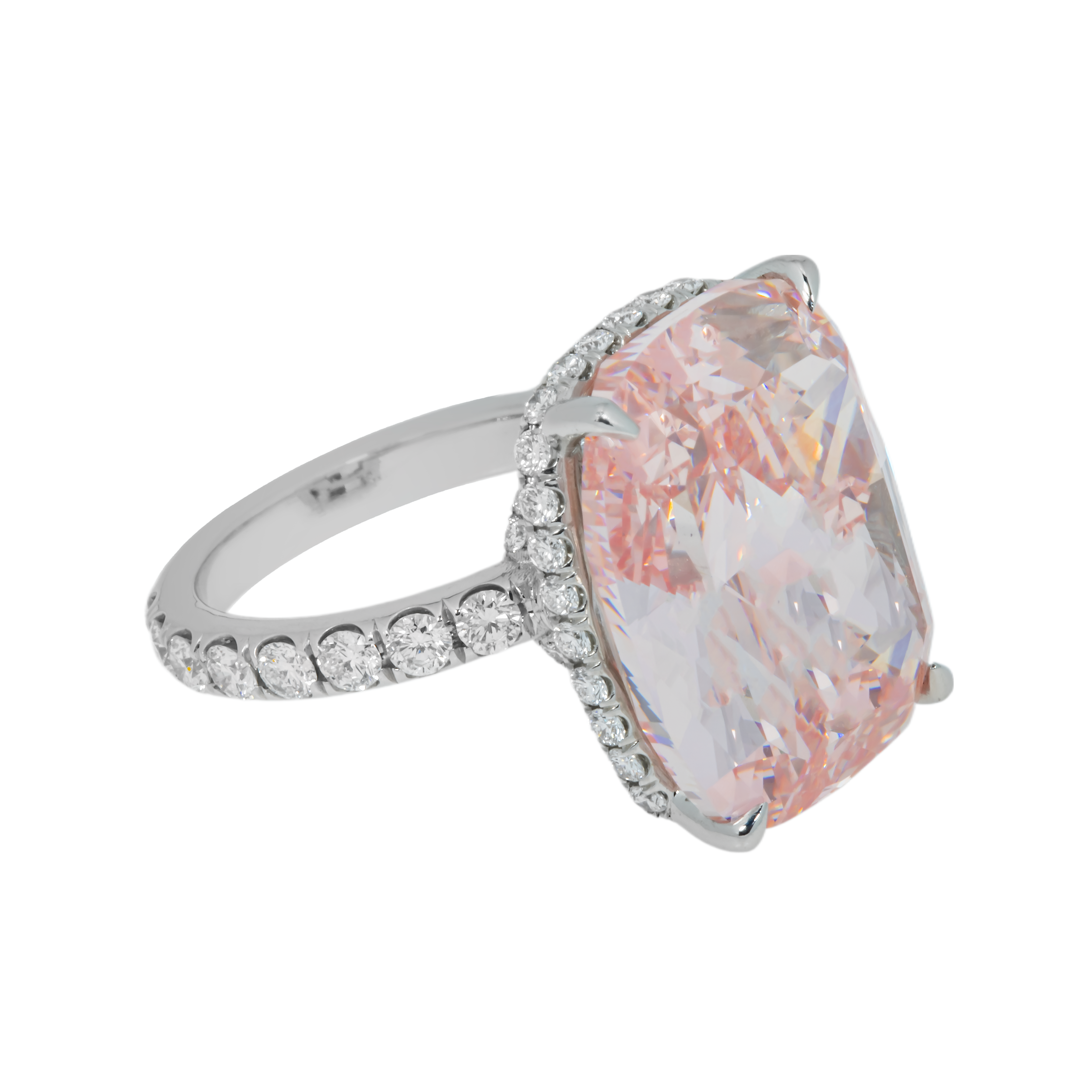 Gia Platinum 20.16Ct Fip Cushion Cut Diamond Engagement Ring Bridal