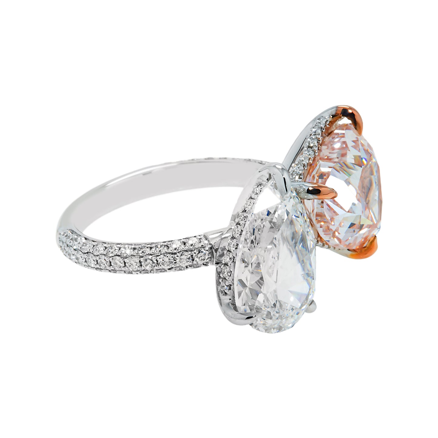 GIA 18K White Gold Pear & FBP Heart Cut Double Diamond Ring 9.30ctw