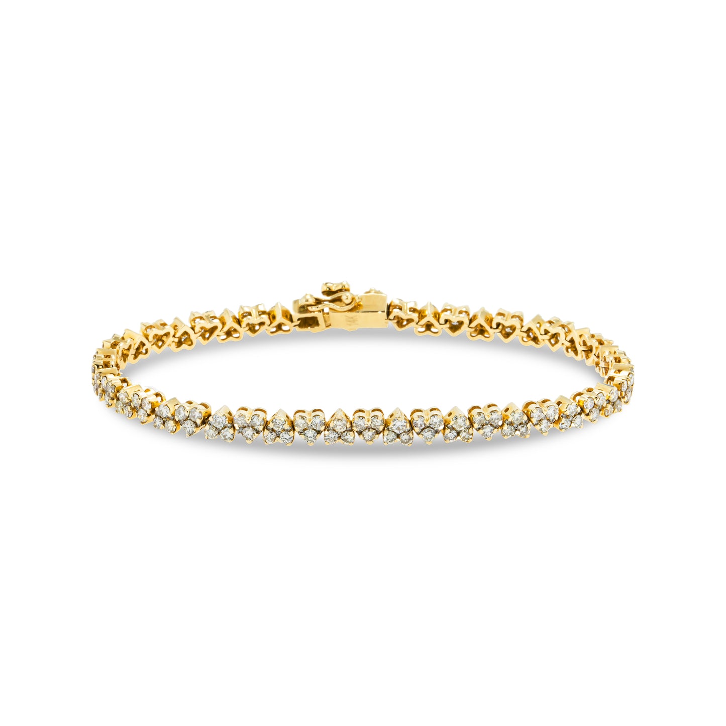 14K Yellow Gold Round Diamond Heart Shaped Bracelet 4.37ct