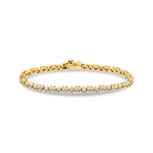 14K Yellow Gold Round Diamond Heart Shaped Bracelet 4.37ct