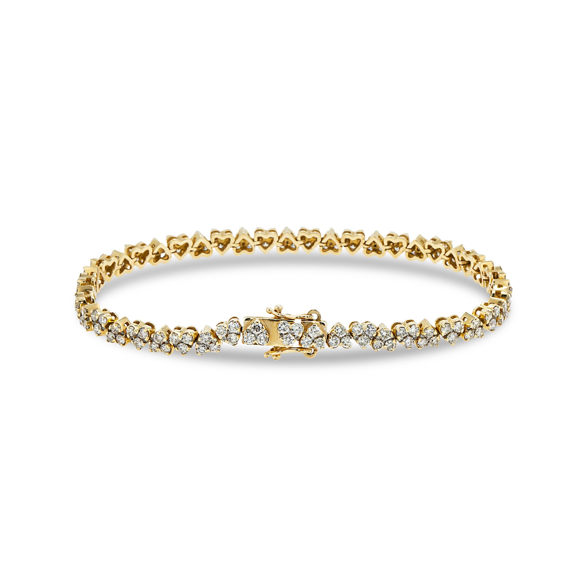 14K Yellow Gold Round Diamond Heart Shaped Bracelet 4.37Ct Bracelets