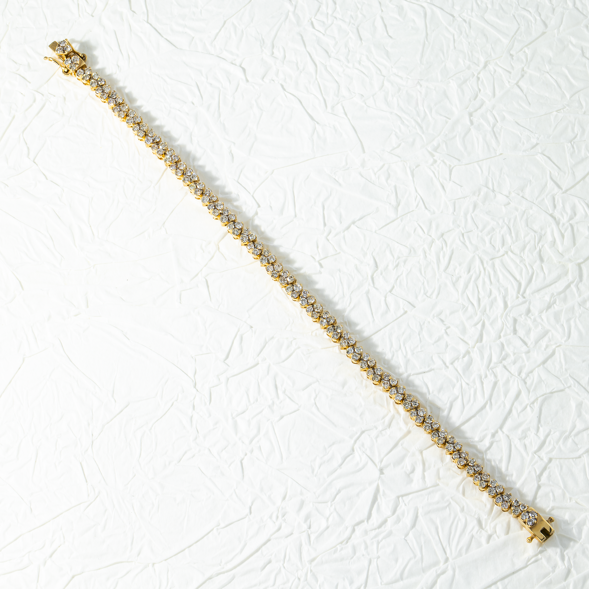 14K Yellow Gold Round Diamond Heart Shaped Bracelet 4.37Ct Bracelets