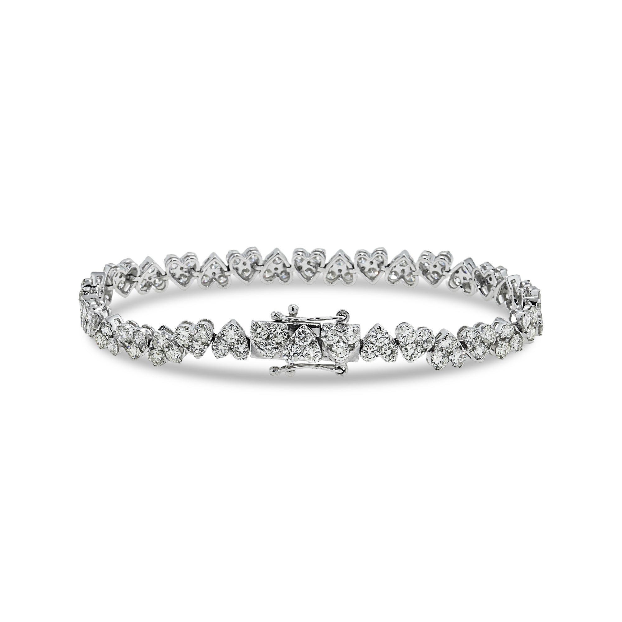 14K White Gold Round Diamond Heart Shaped Bracelet 8.90Ct Bracelets