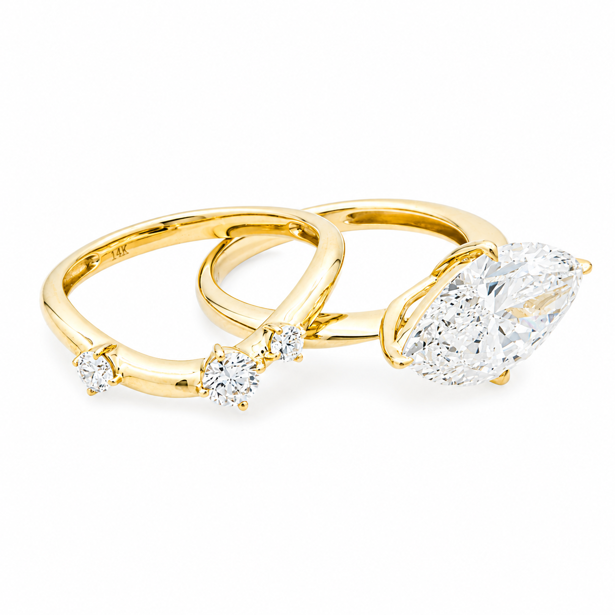 14K Yellow Gold 5.05ct Horizontal Marquise Diamond Ring 5.43ctw