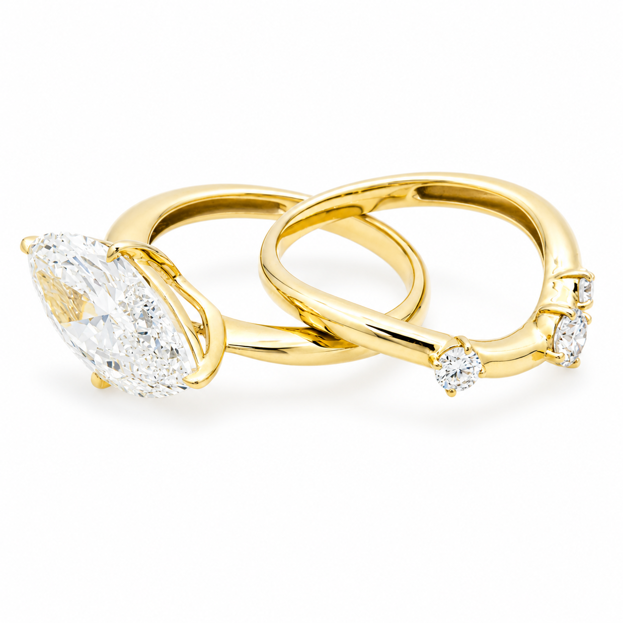 14K Yellow Gold 5.05ct Horizontal Marquise Diamond Ring 5.43ctw