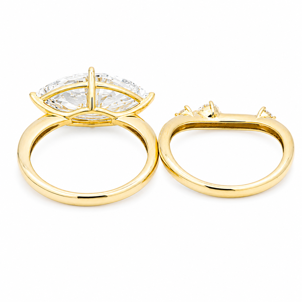 14K Yellow Gold 5.05ct Horizontal Marquise Diamond Ring 5.43ctw