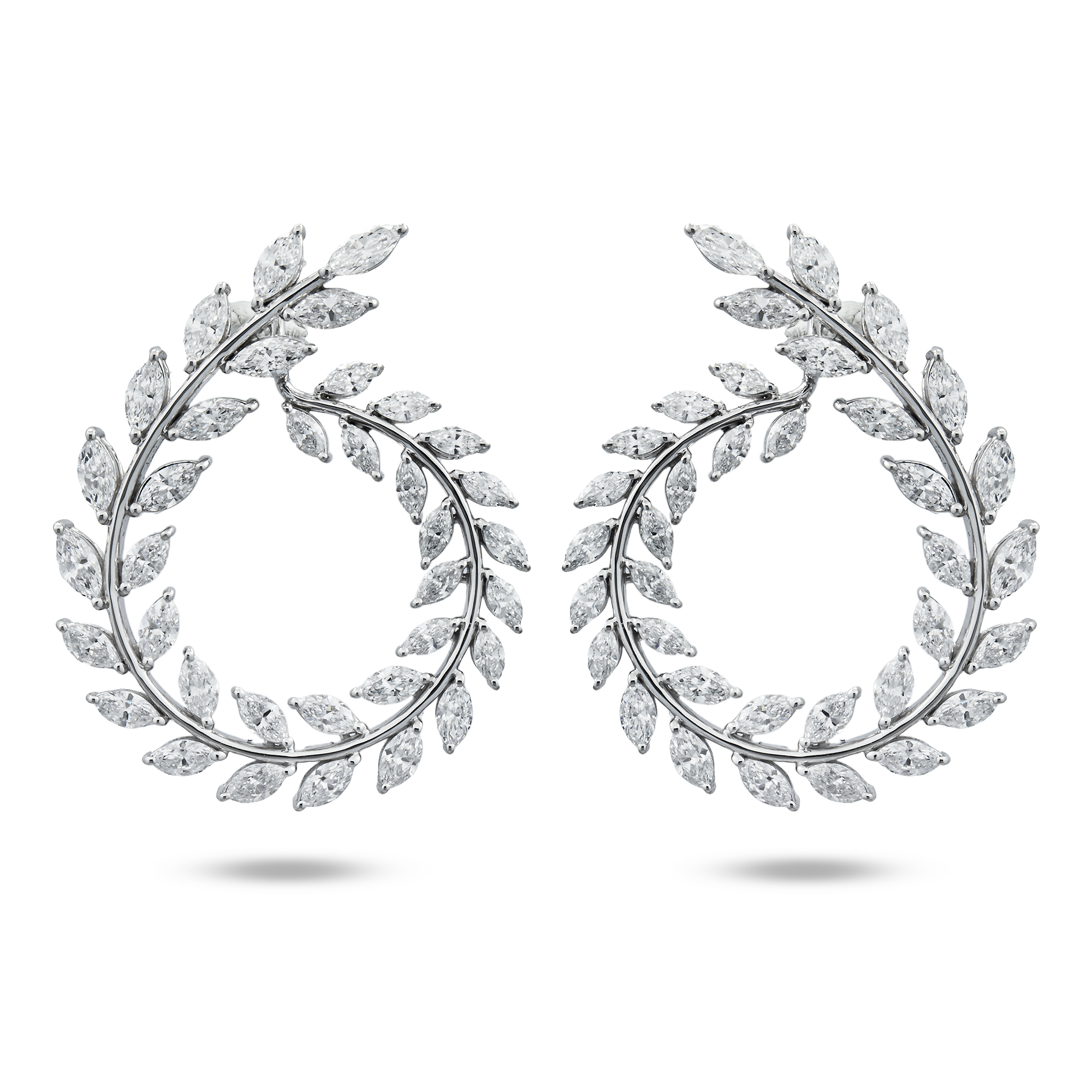 14K White Gold Marquise Diamond Open Hoop Earrings 7.47ctw