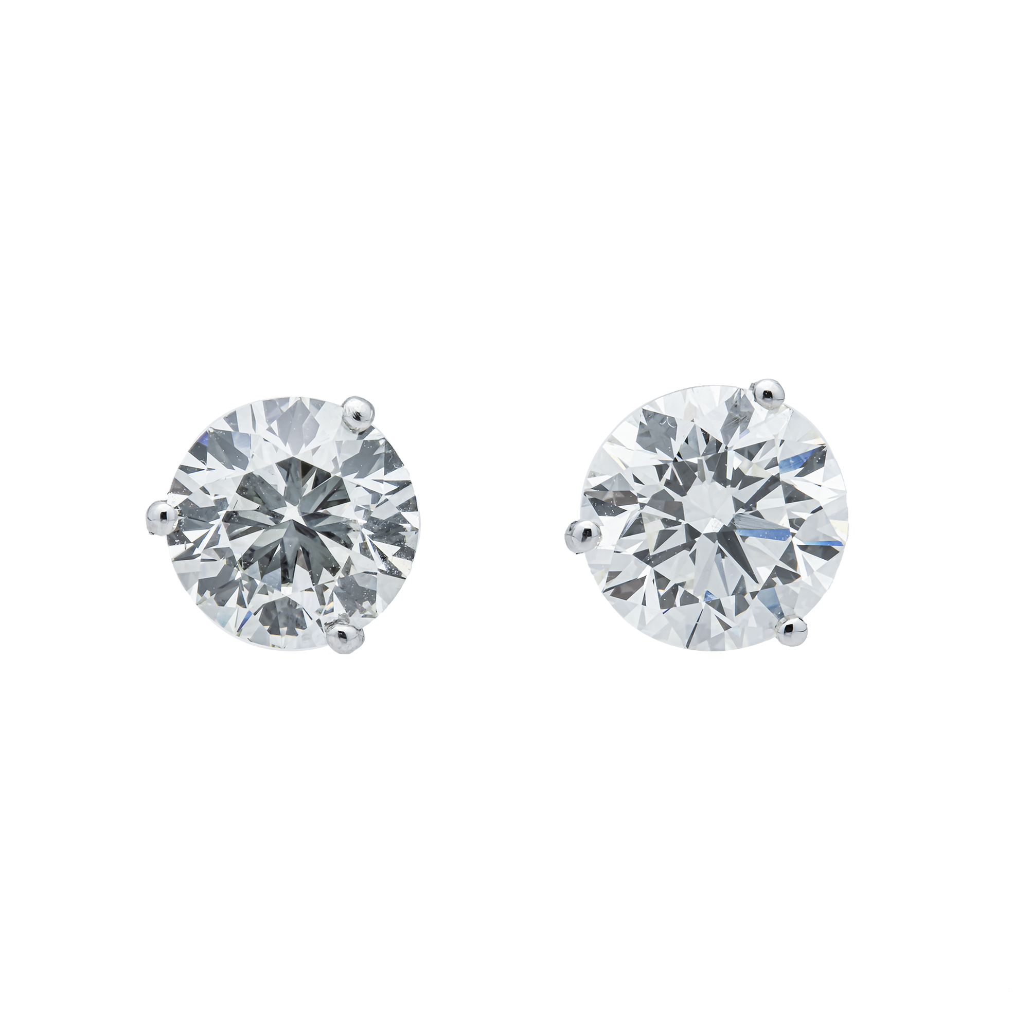 Black Friday Deal - 14K White Gold Solitaire Round Diamond Stud Earrings 4.0ctw