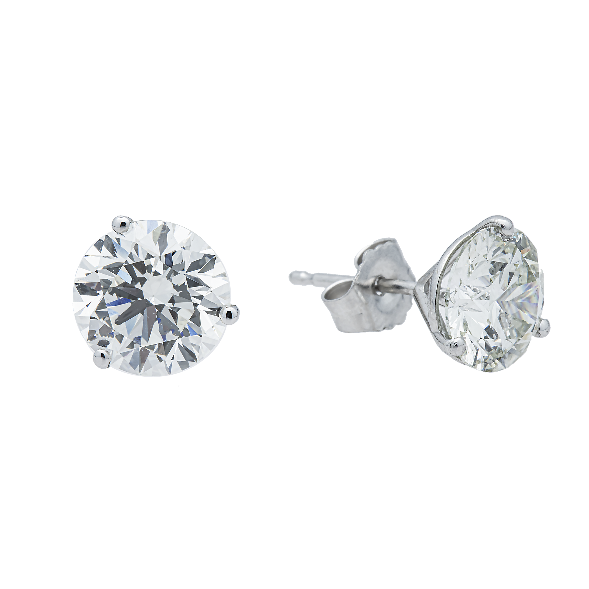 Black Friday Deal - 14K White Gold Solitaire Round Diamond Stud Earrings 4.0ctw