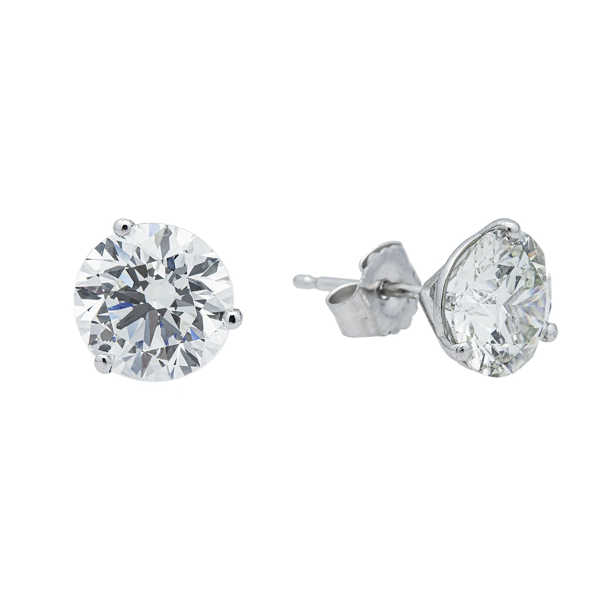 Choose Your Size - 14K White Gold Solitaire Round Diamond Stud Earrings (1.0ct-10ct total)
