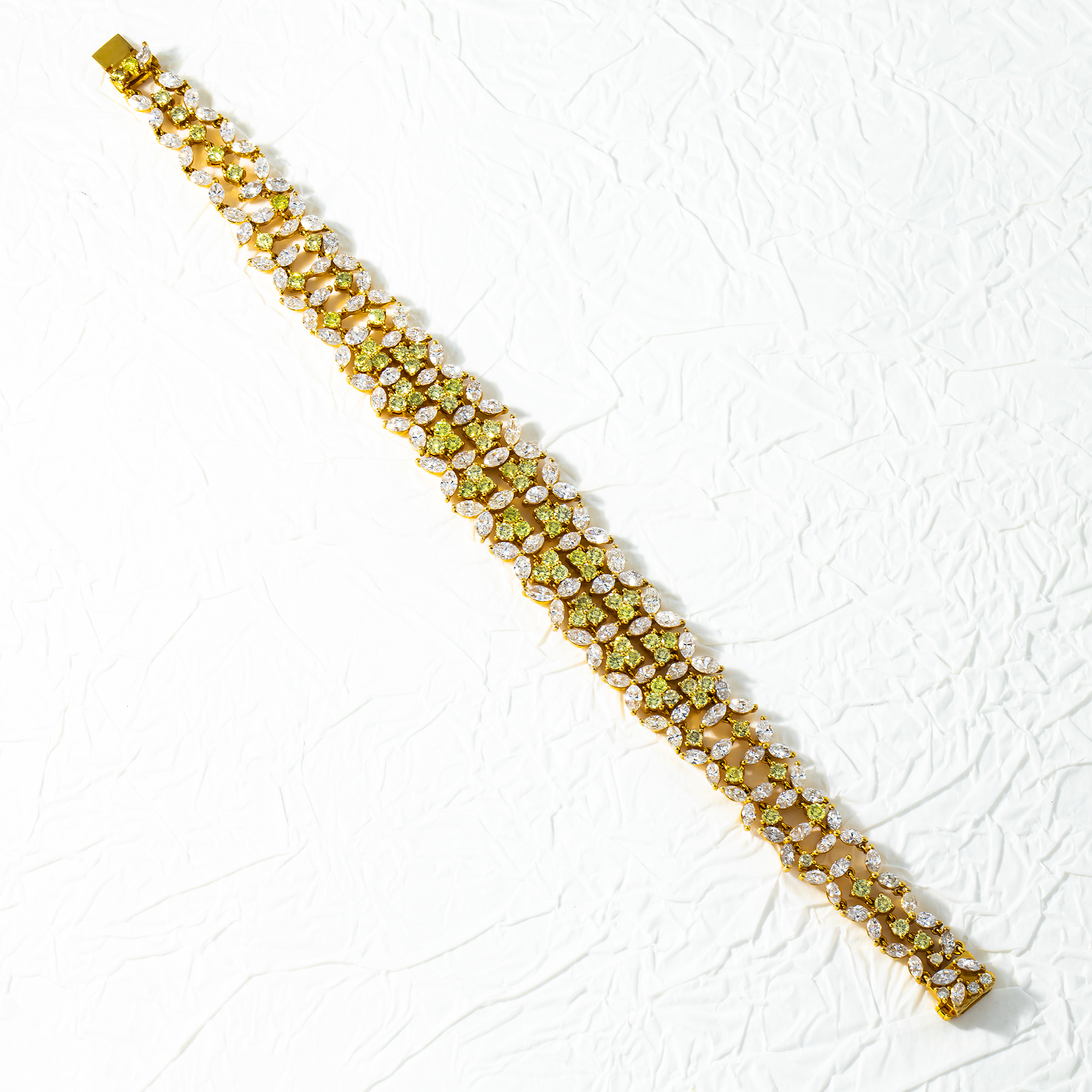 14K Yellow Gold Marquise & Round Cut Fancy Diamond Bracelet 17.01Ct Bracelets