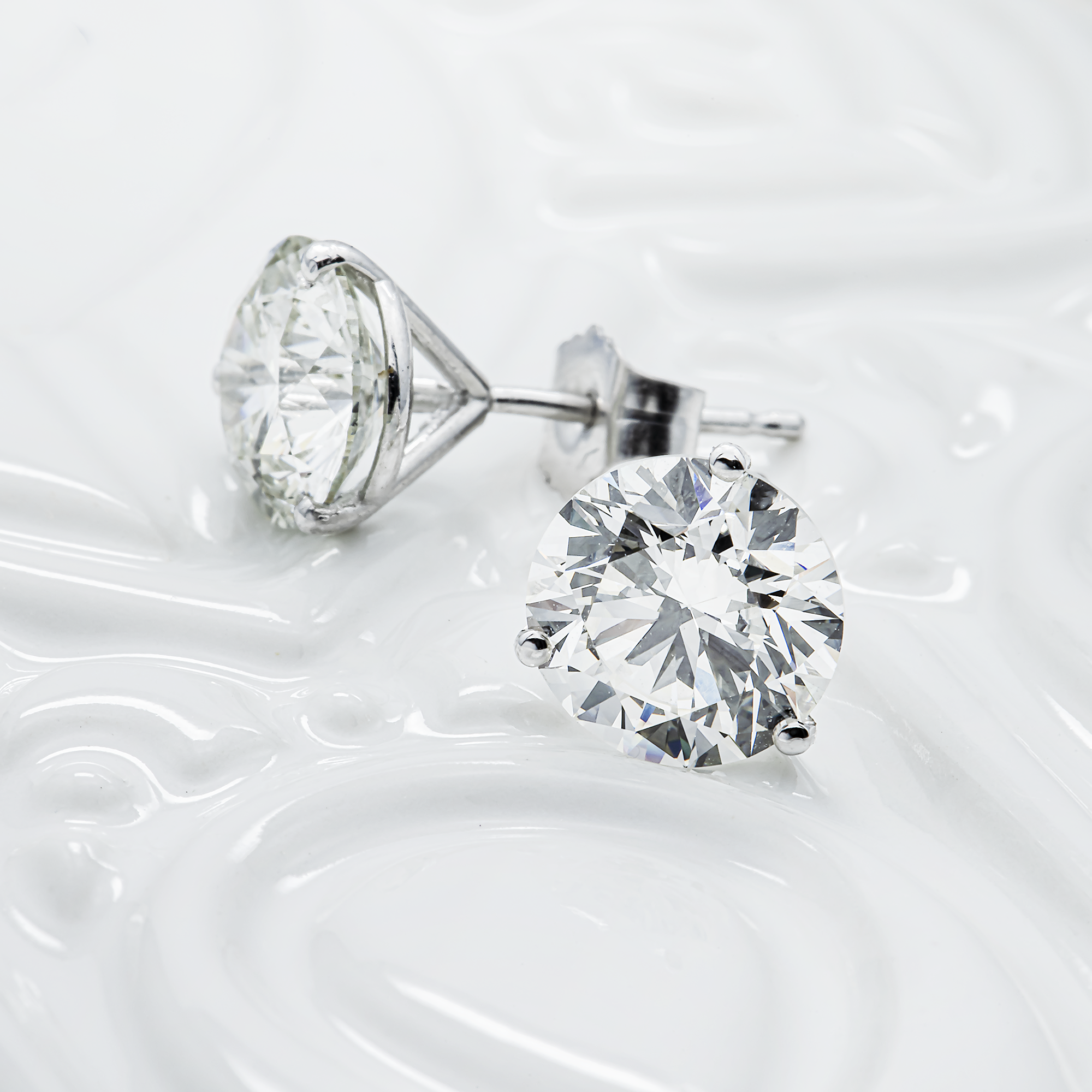 Black Friday Deal - 14K White Gold Solitaire Round Diamond Stud Earrings 4.0ctw