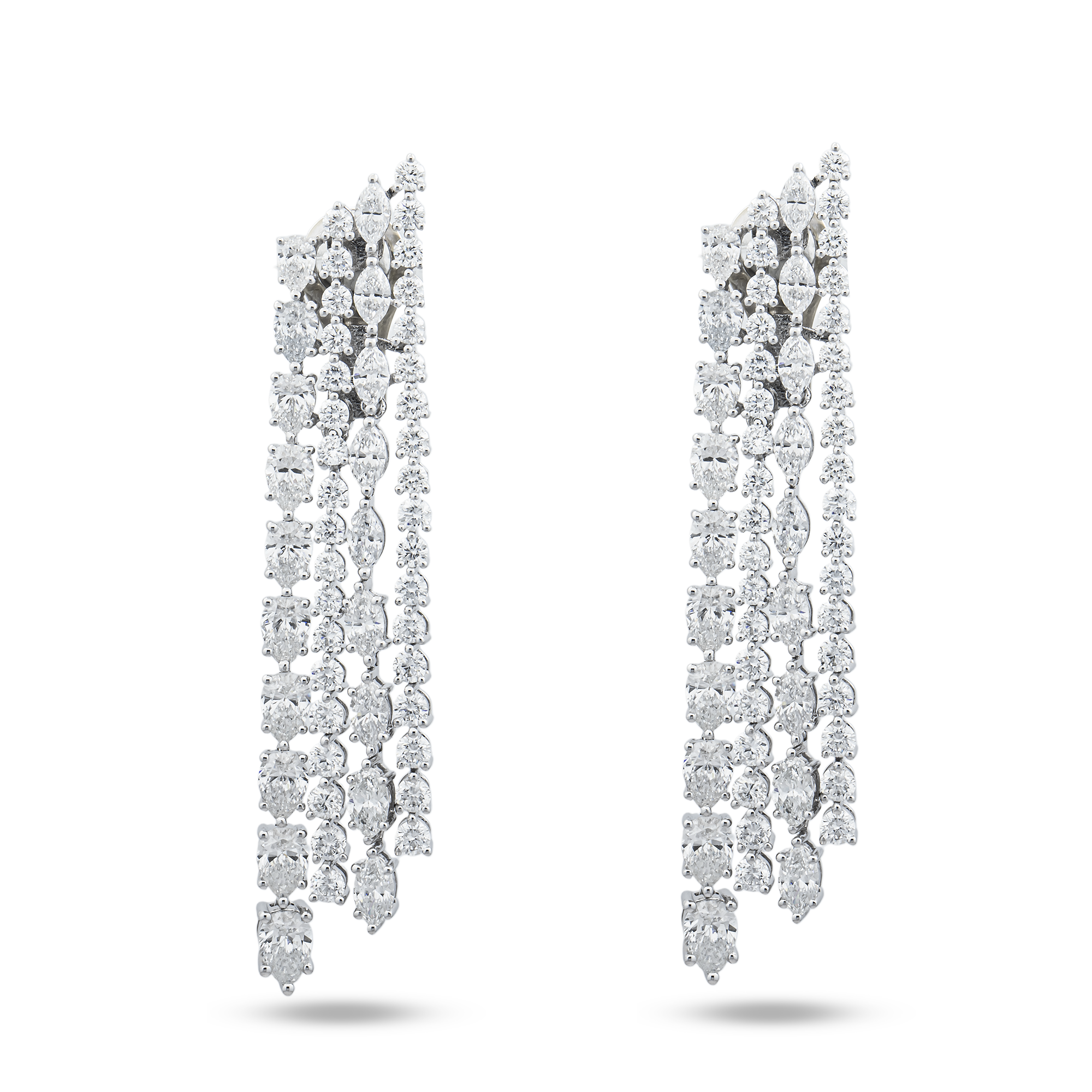 14K White Gold Multi Shape Diamond Drop Earrings 9.34ctw