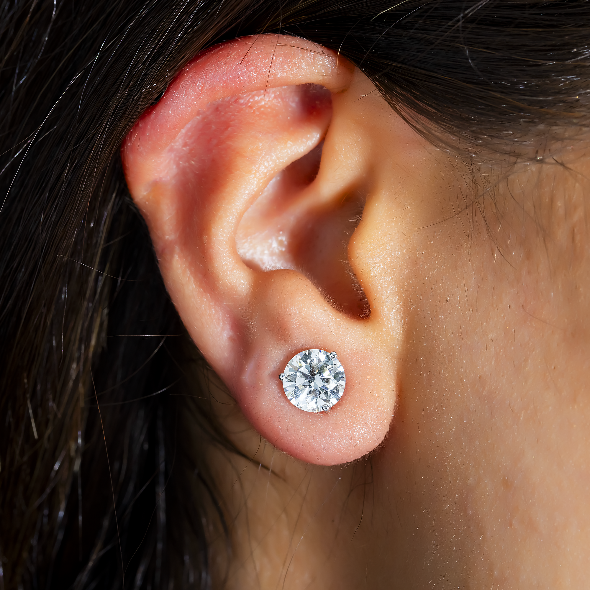 Black Friday Deal - 14K White Gold Solitaire Round Diamond Stud Earrings 4.0ctw