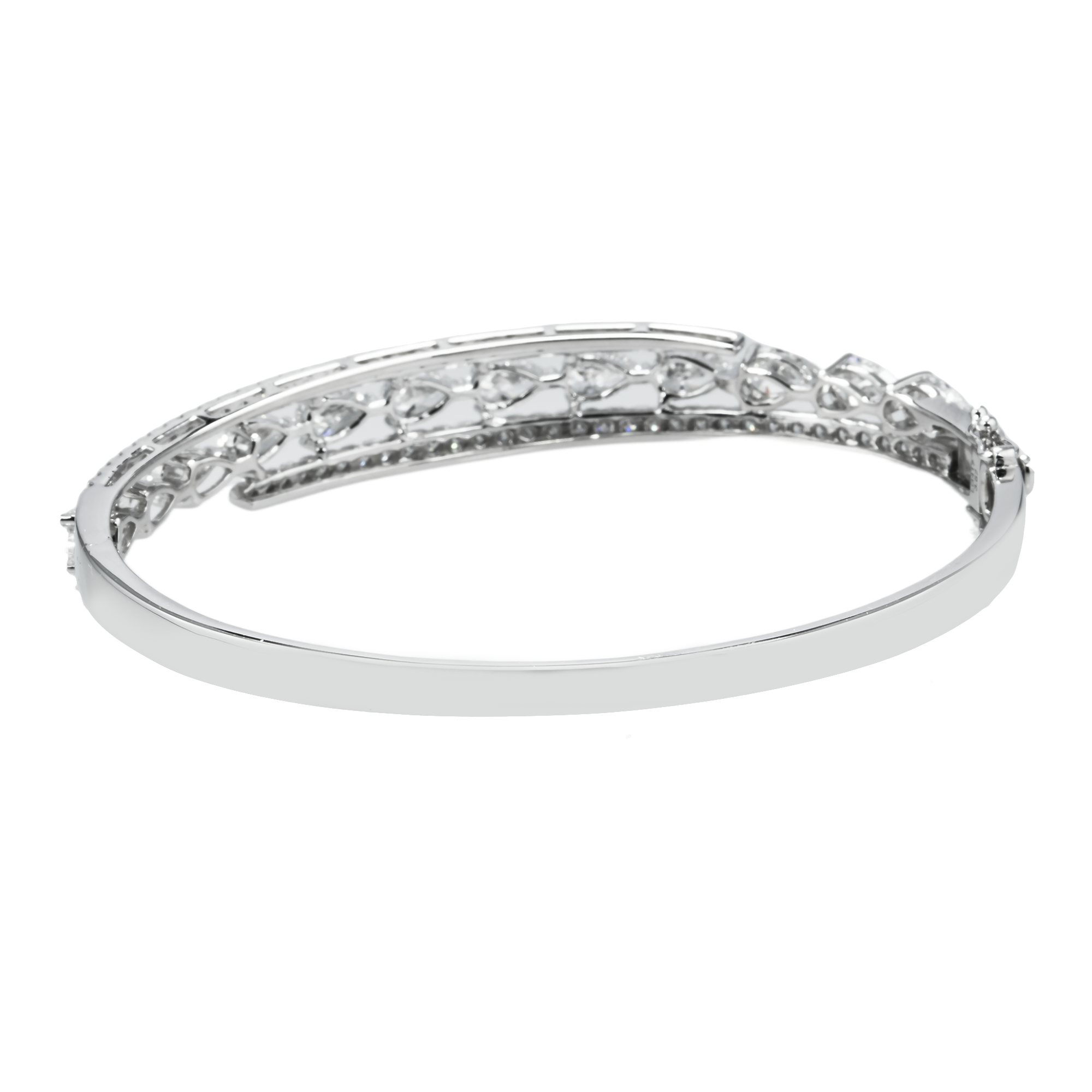 White Gold Round & Pear Cut Diamond Bangle Bracelet 4.78ct