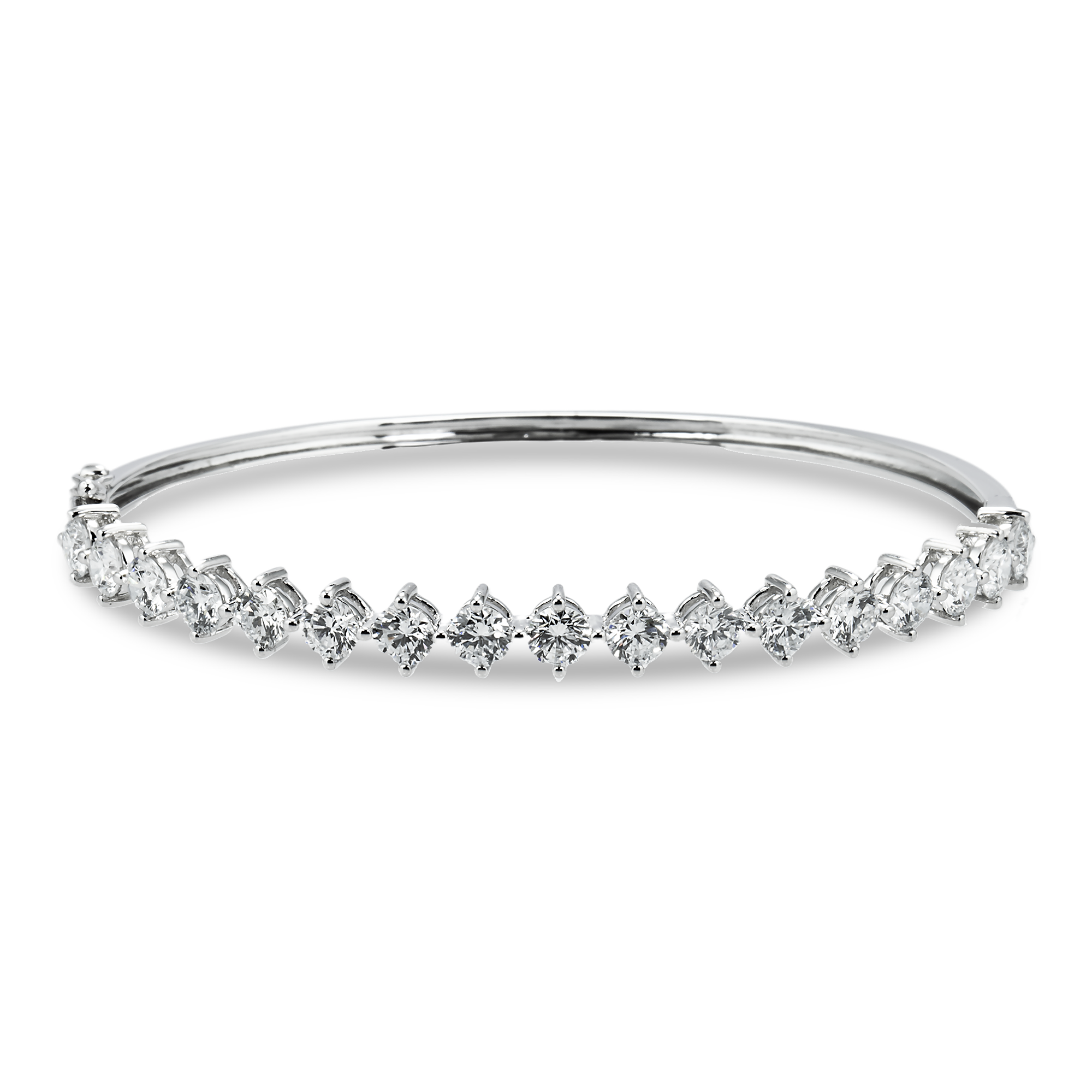 White Gold Round Diamond Satellite Bangle Bracelet 3.74ct