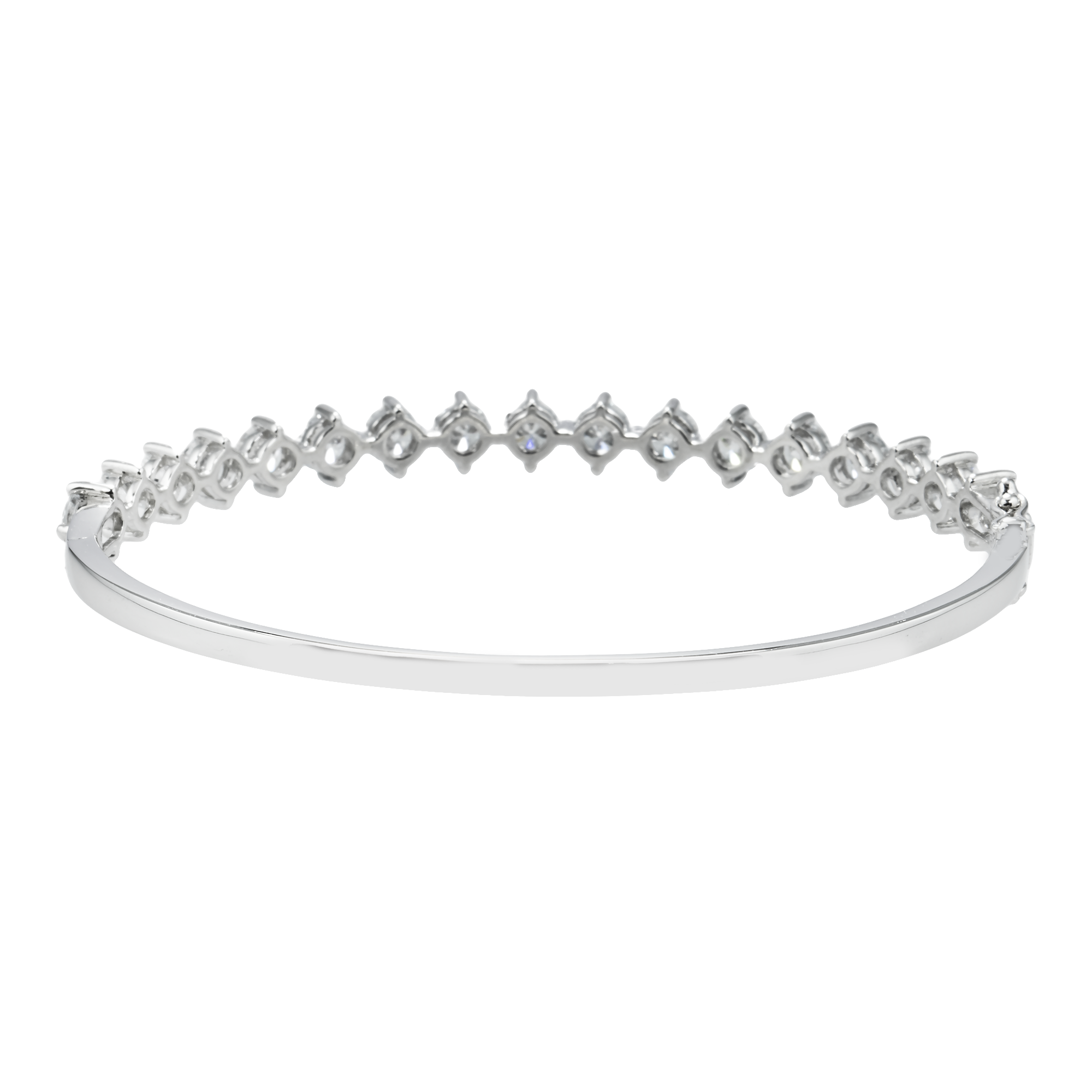 White Gold Round Diamond Satellite Bangle Bracelet 3.74ct