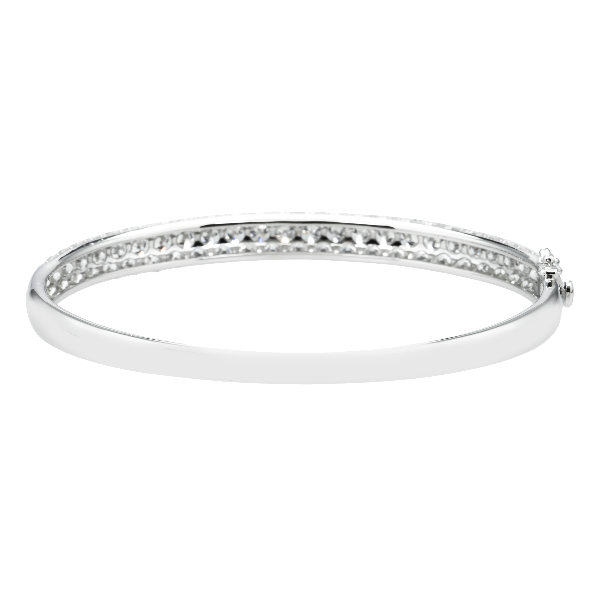 White Gold Triple Row Pave Set Round Diamond Bangle Bracelet 6.03ctw