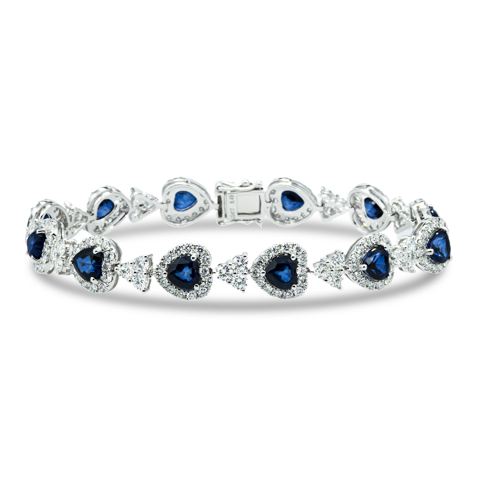 Heart Cut Sapphire & Diamond Bracelet 13.06ct