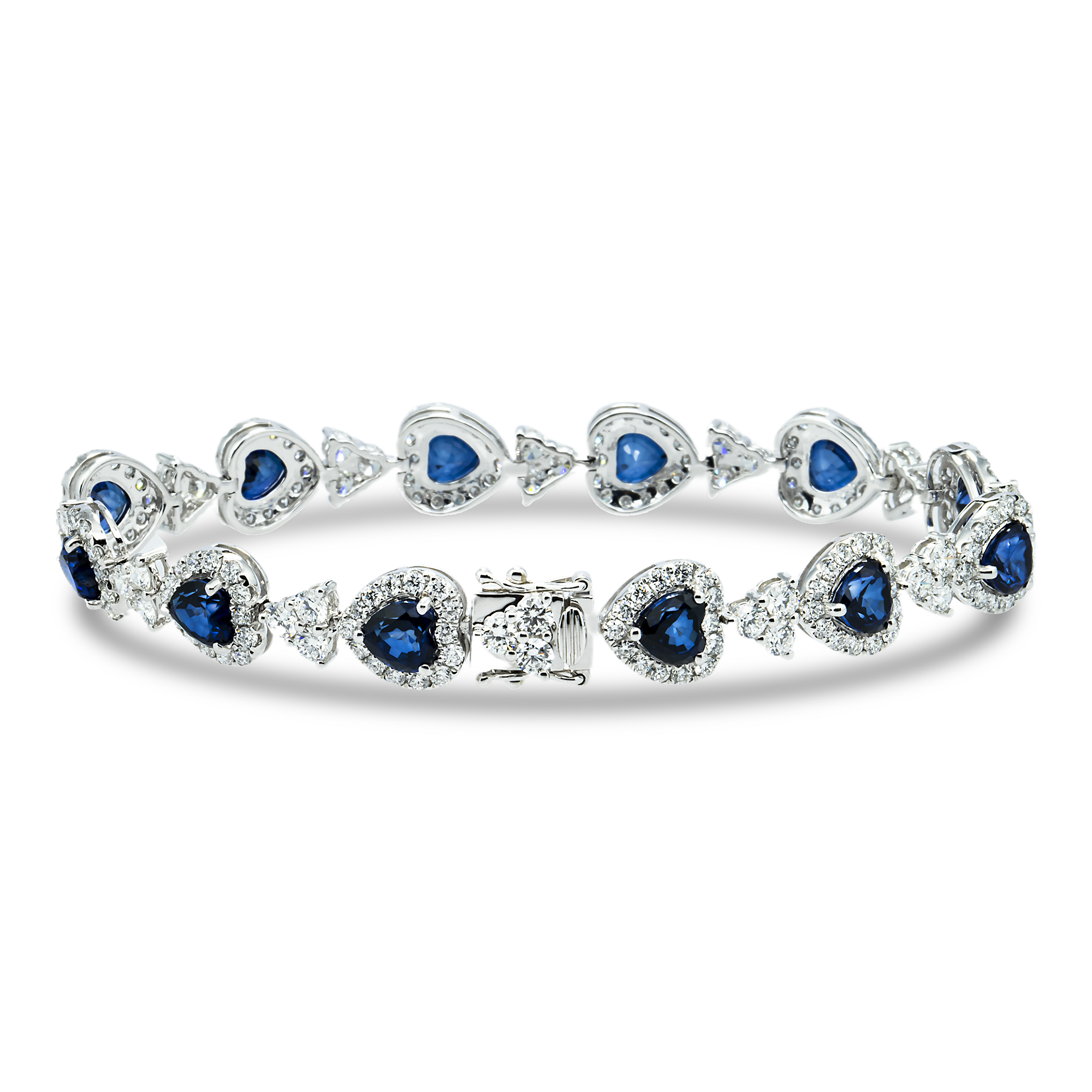Heart Cut Sapphire & Diamond Bracelet 13.06ct