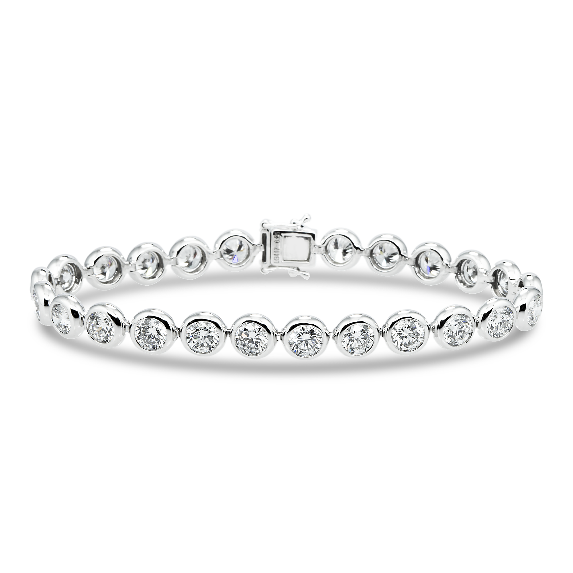 White Gold Bezel Set Round Diamond Tennis Bracelet 8.25ct
