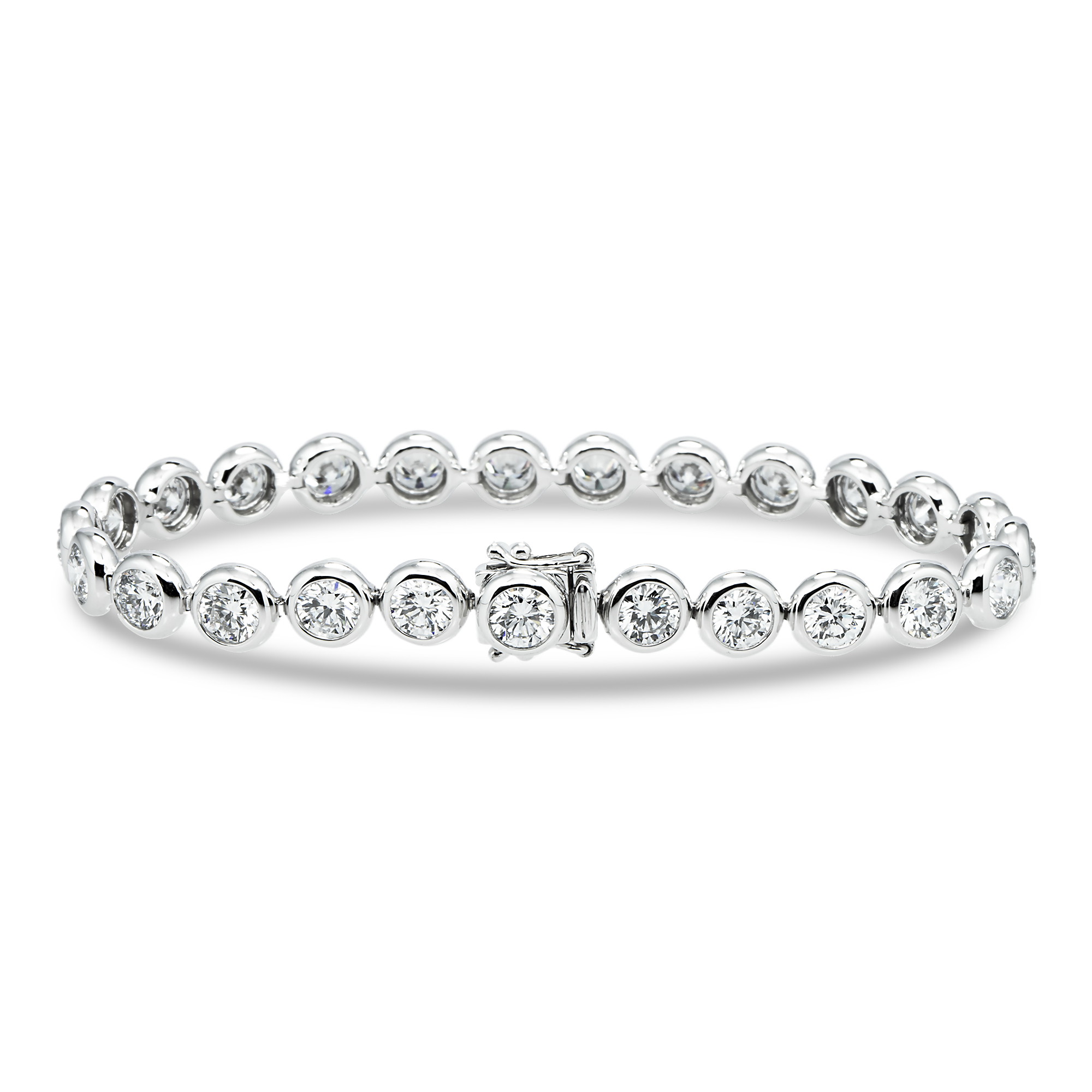 White Gold Bezel Set Round Diamond Tennis Bracelet 8.25ct