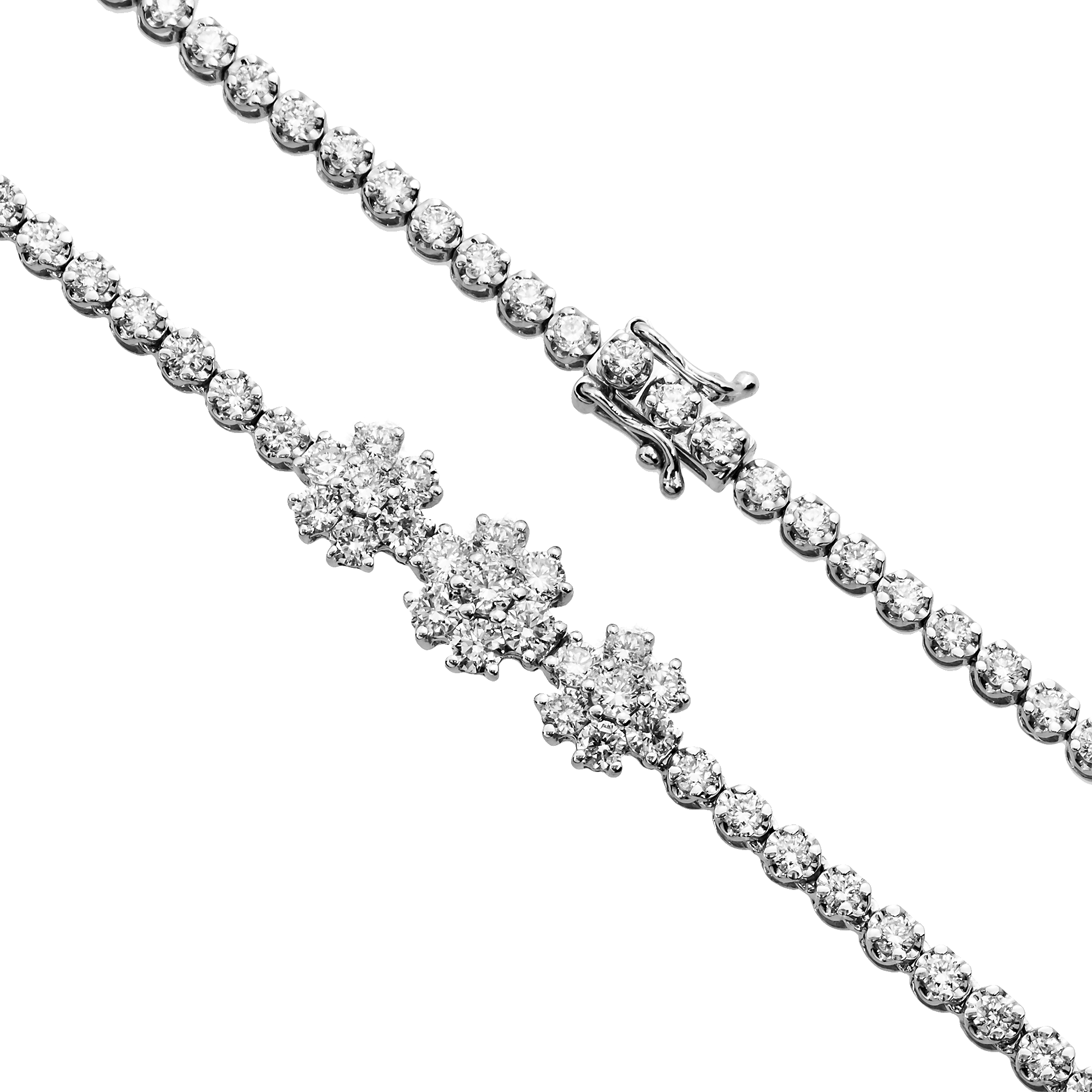 White Gold Round Diamond Floating Flower Necklace 15.63ct (Extra Long 36")