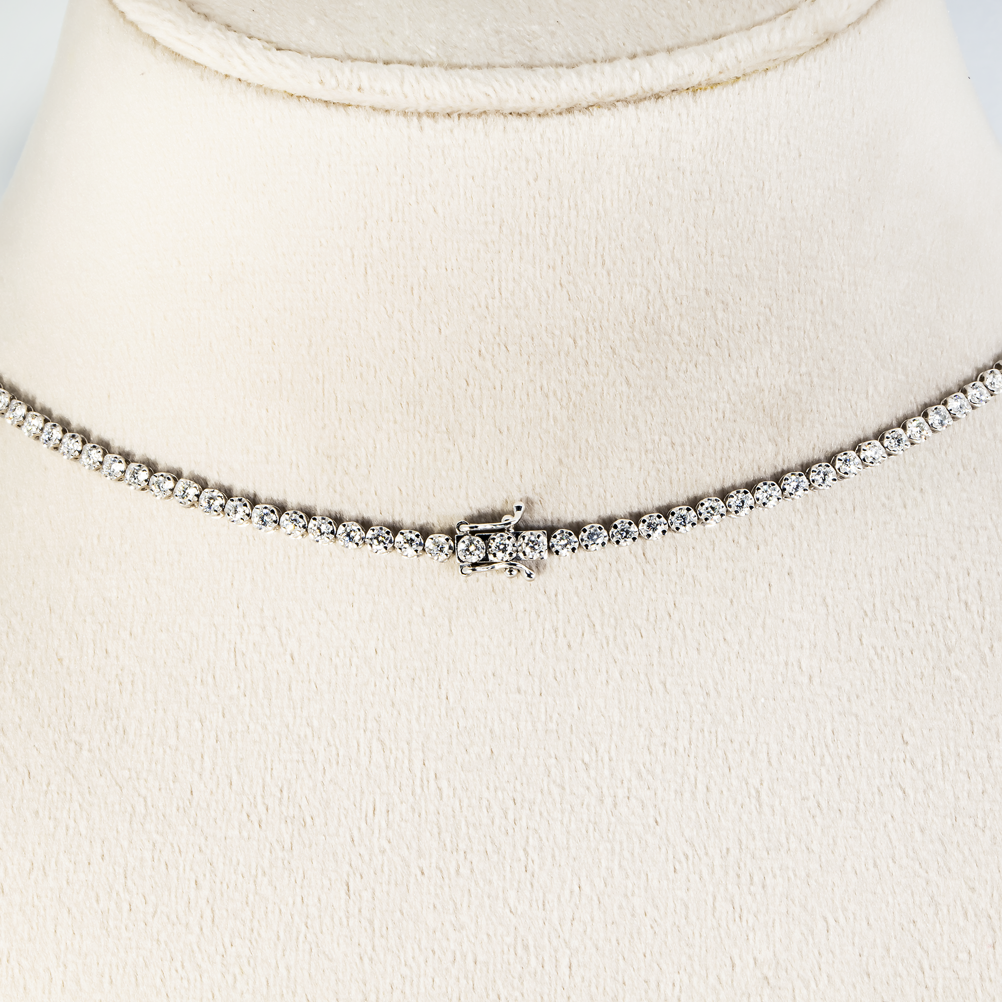 White Gold Round Diamond Floating Flower Necklace 15.63ct (Extra Long 36")
