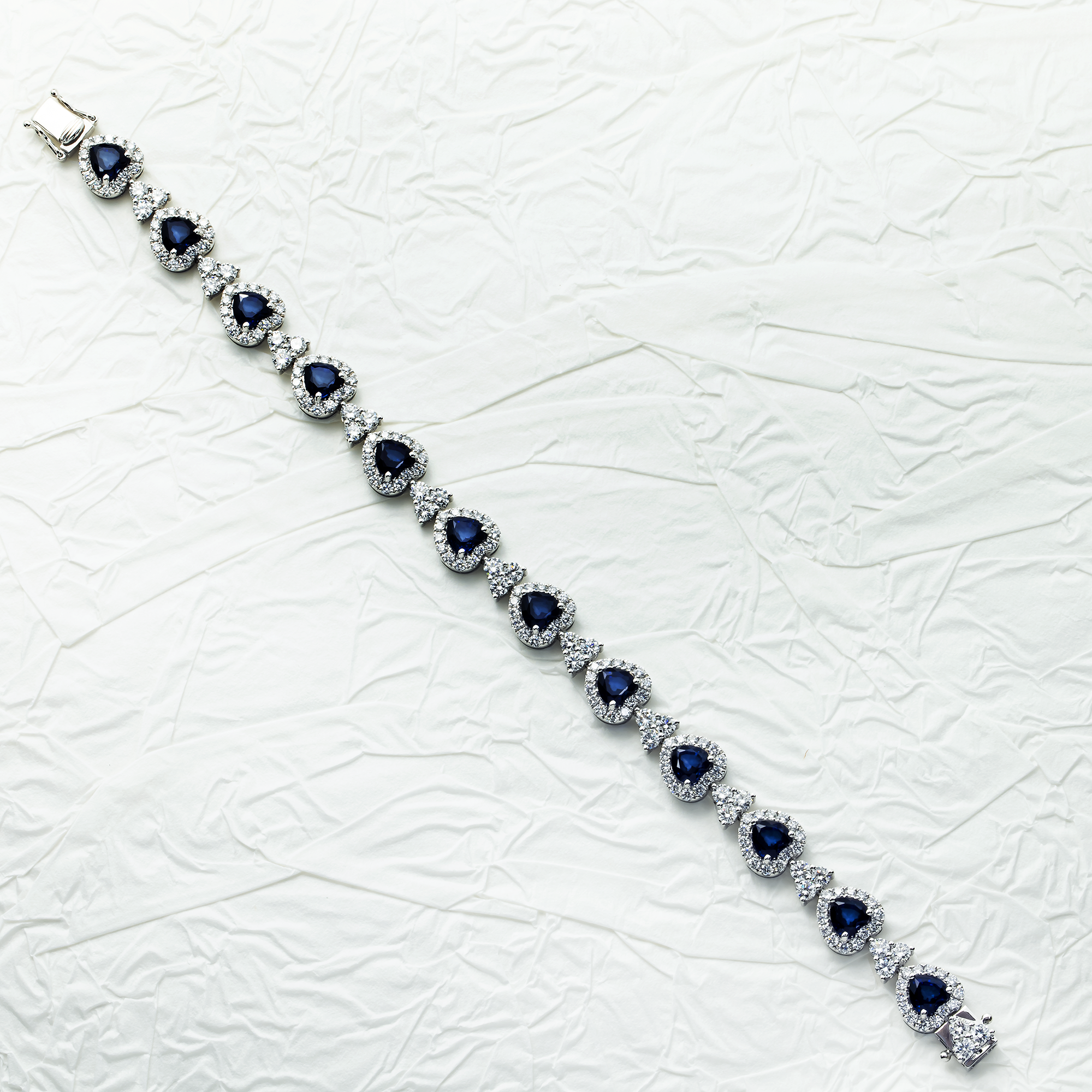 Heart Cut Sapphire & Diamond Bracelet 13.06ct