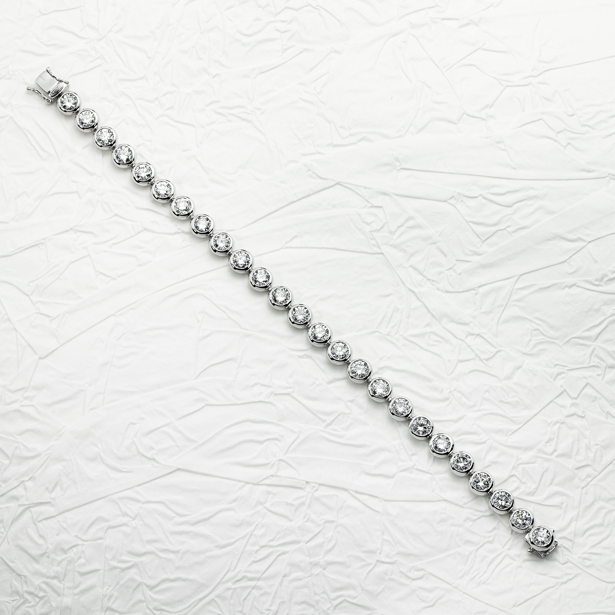 White Gold Bezel Set Round Diamond Tennis Bracelet 8.25ct