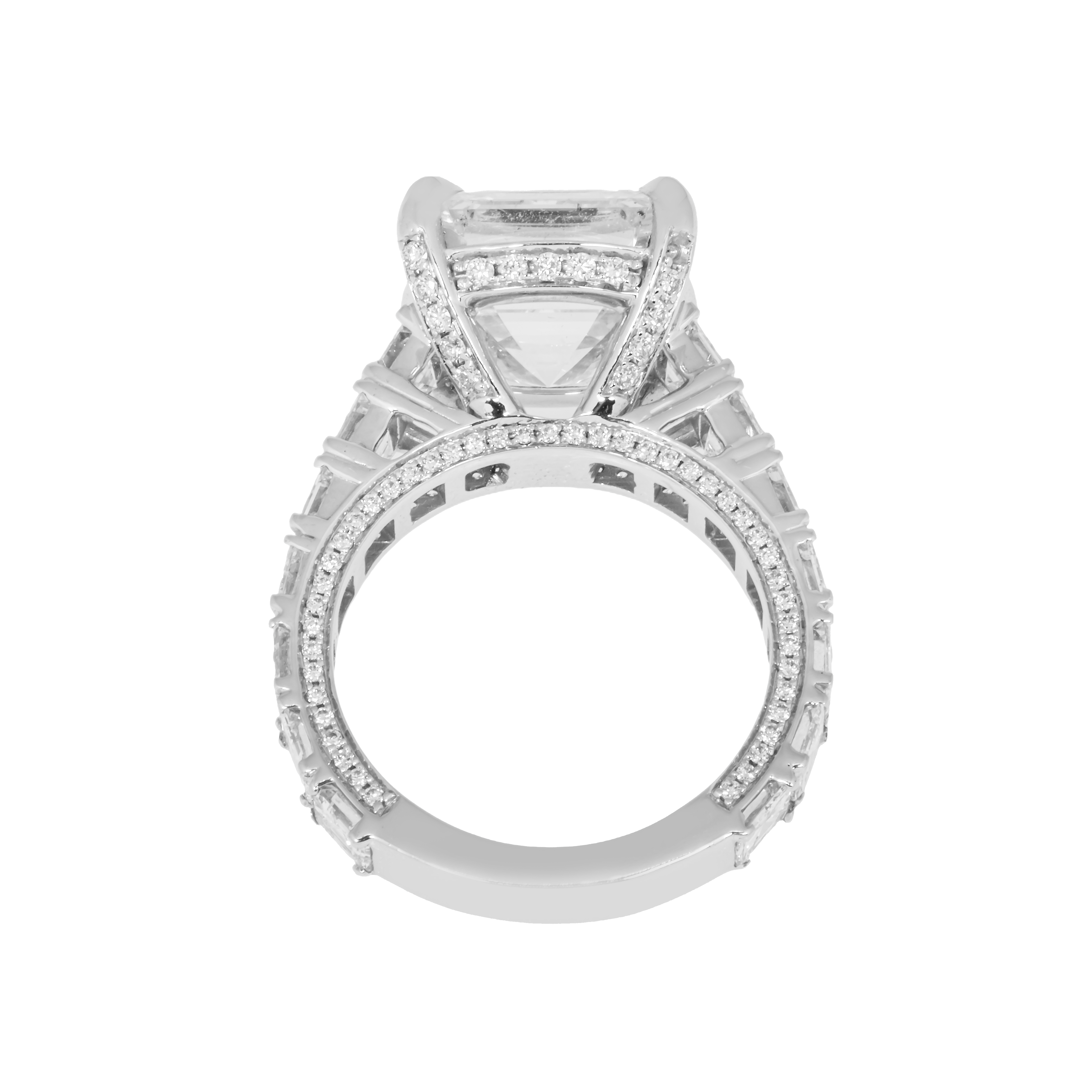 Gia 18K White Gold 7.38Ct Asscher Cut Diamond Engagement Ring 11.13 Bridal
