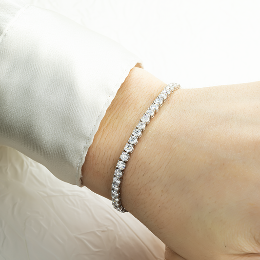 White Gold Round Cut Diamond Tennis Bracelet 7.01ct (6.5"-8.5")