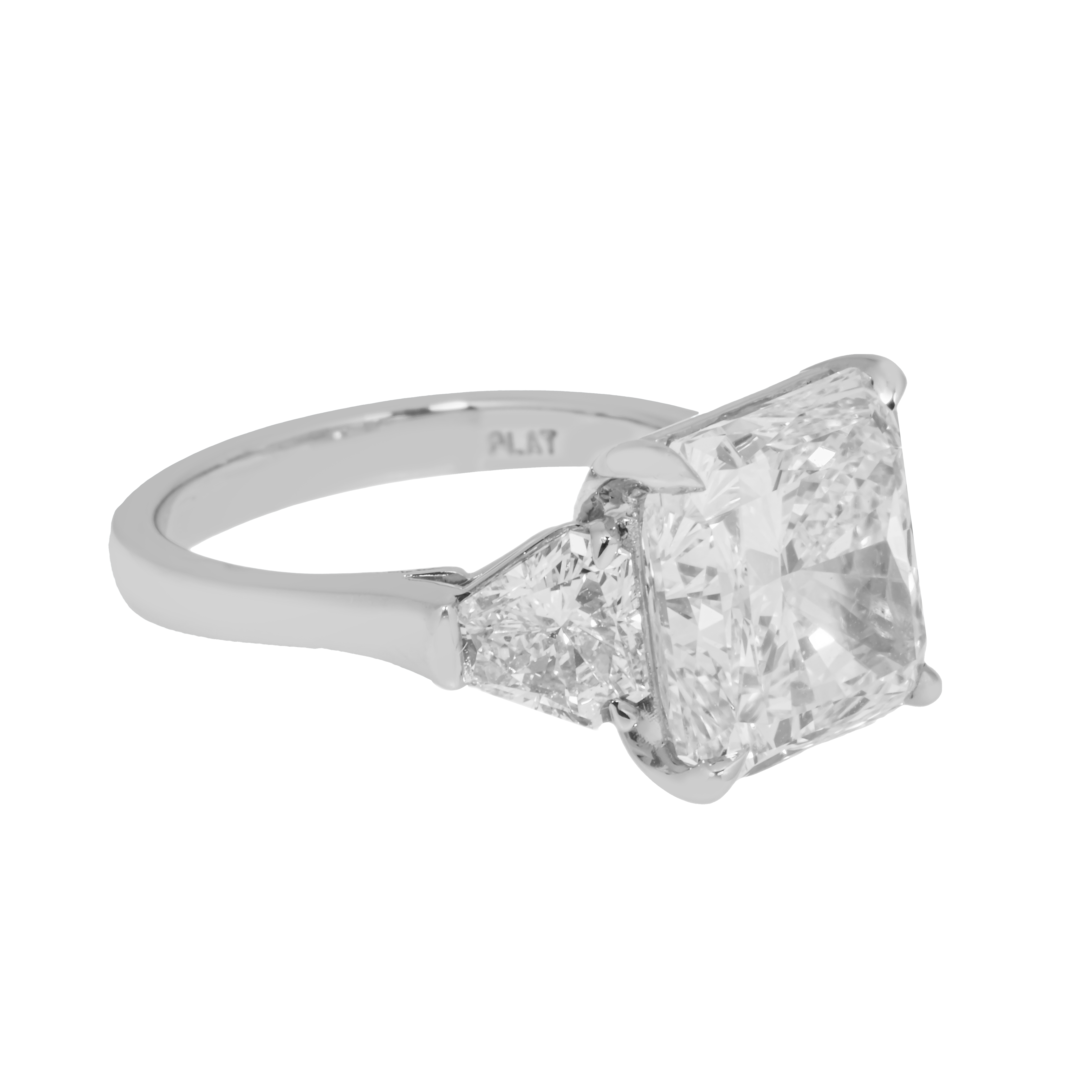 Platinum 7Ct Square Radiant Cut Diamond Engagement Ring 8.54Ctw Bridal