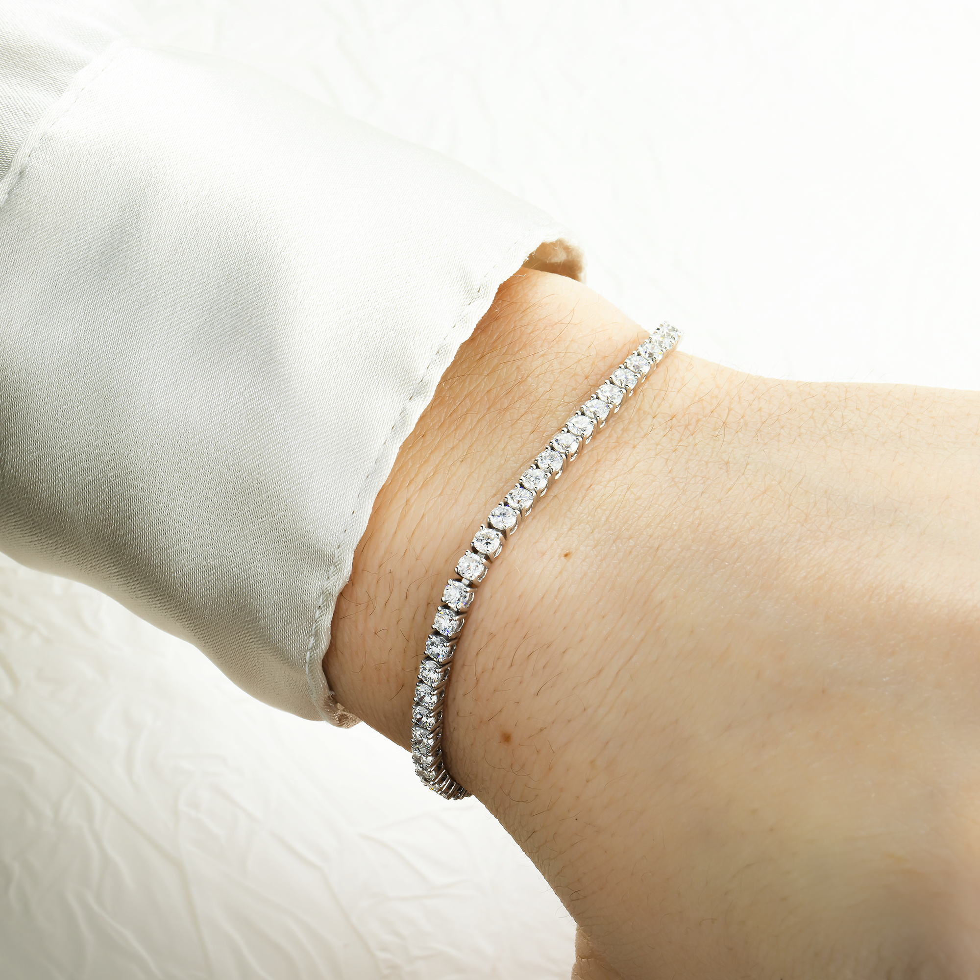 White Gold Round Cut Diamond Tennis Bracelet 4.97ct (6.5"-8.5")