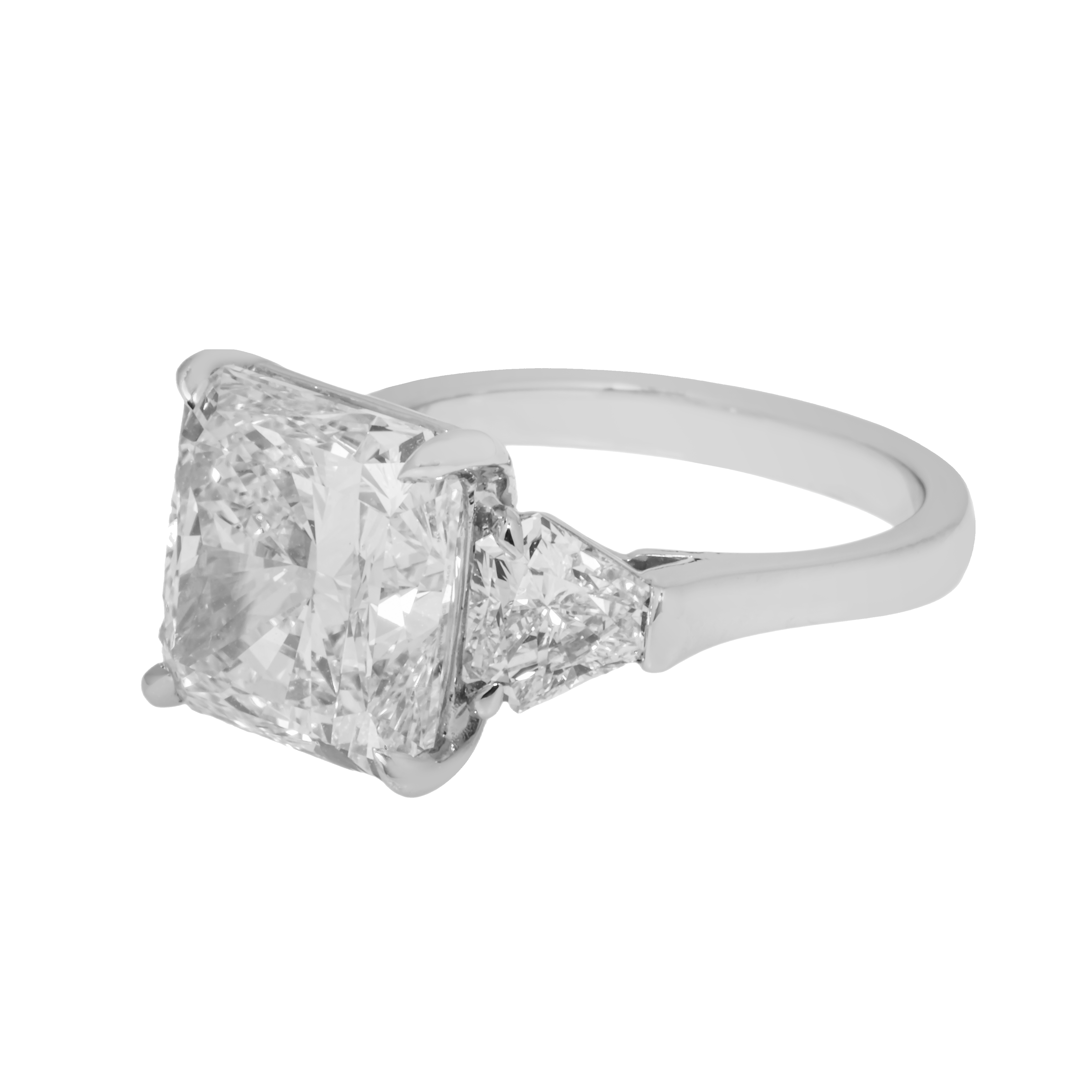 Platinum 7Ct Square Radiant Cut Diamond Engagement Ring 8.54Ctw Bridal