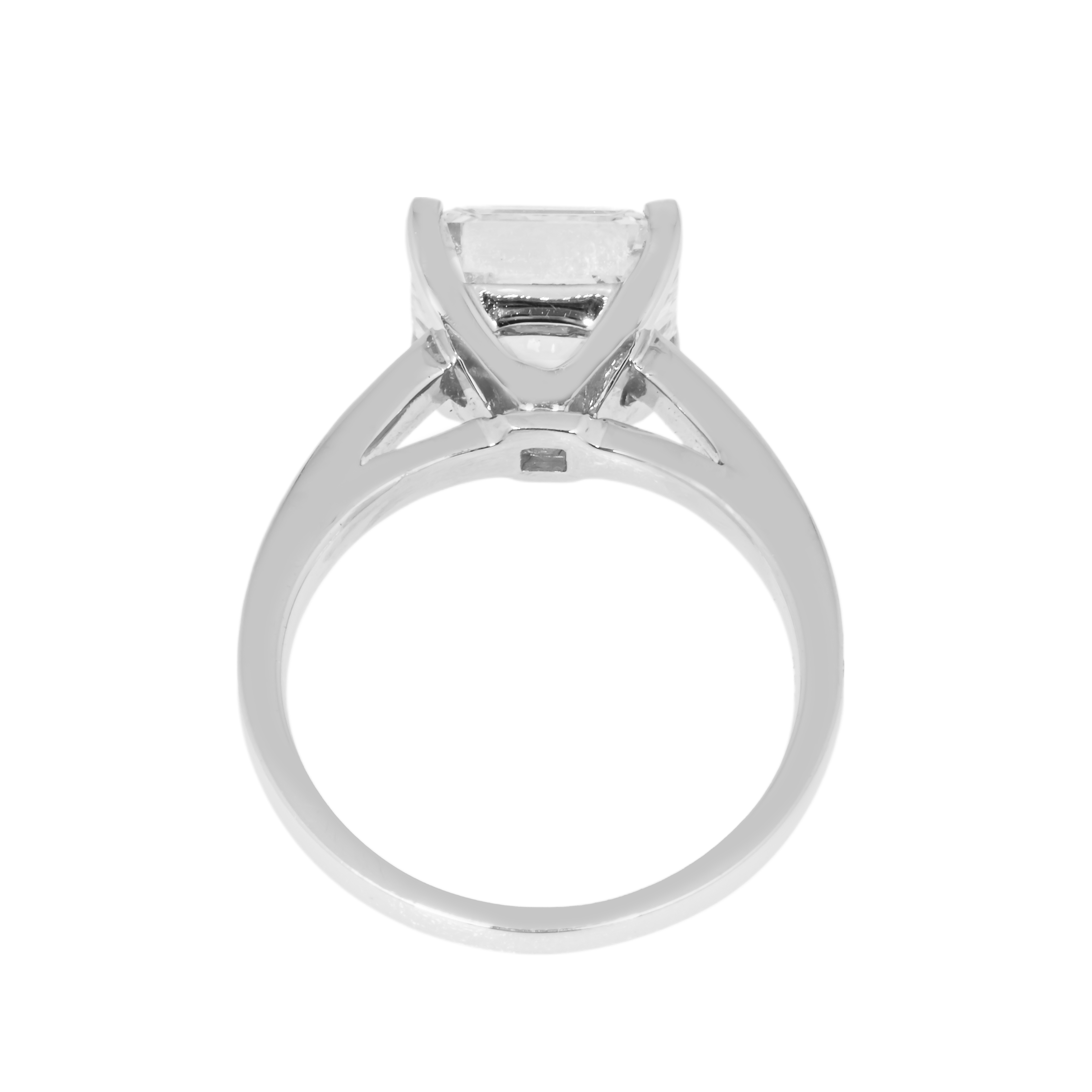 18K White Gold 4.42Ct Asscher Cut Diamond Engagement Ring 4.61Ctw Bridal