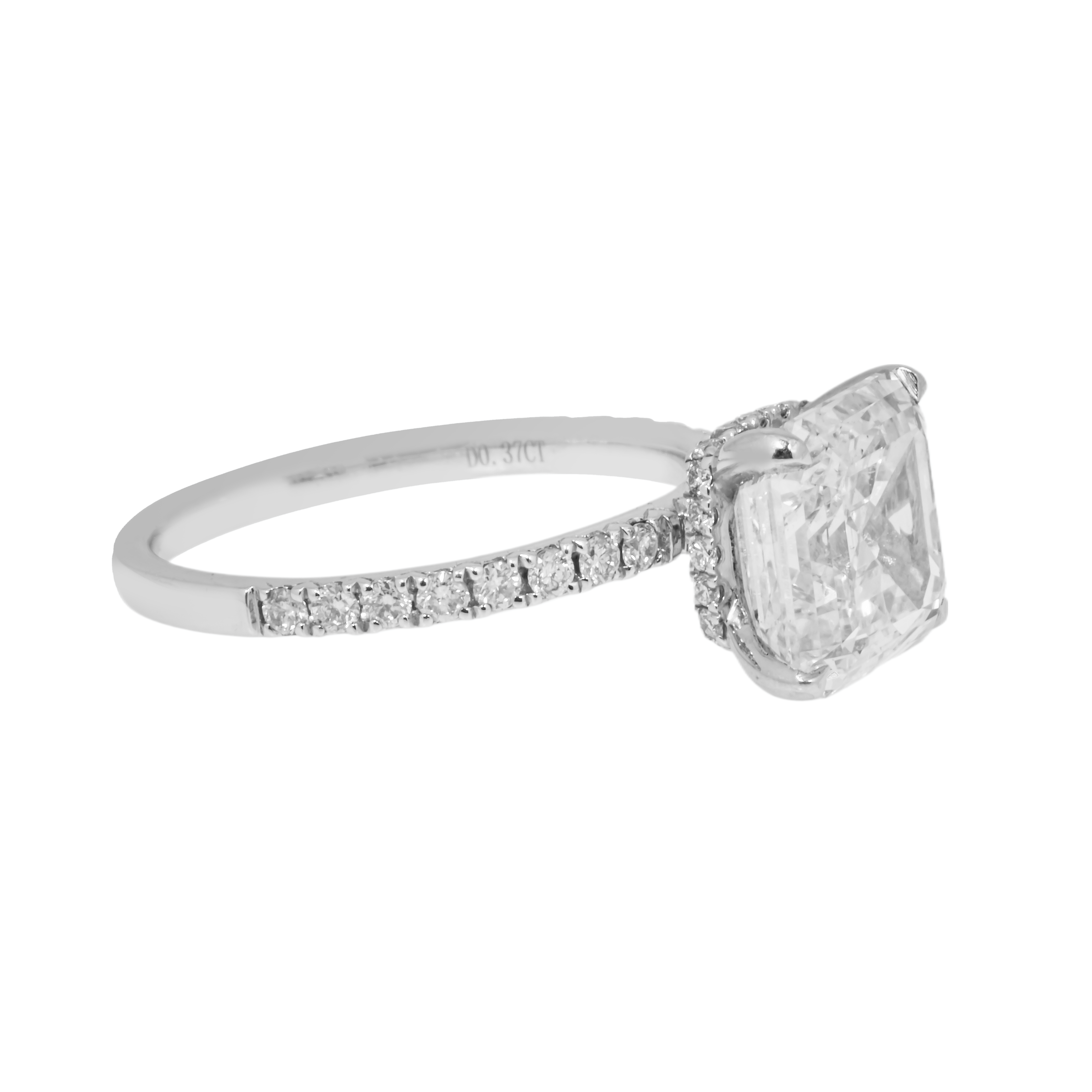 Platinum 4.05Ct Asscher Cut Diamond Engagement Ring 4.42Ctw Bridal