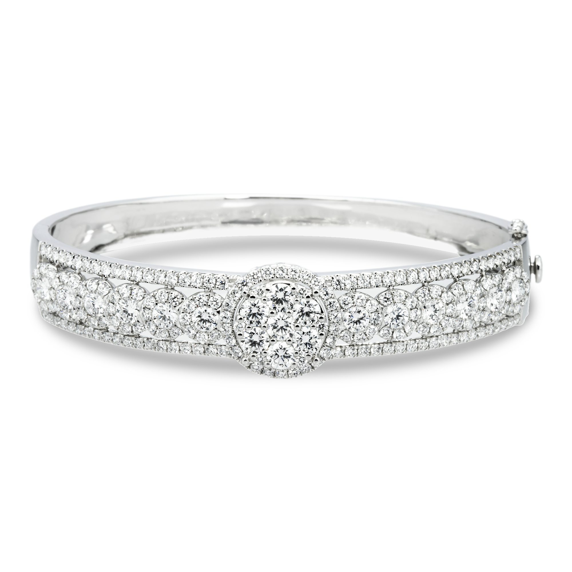 White Gold Detailed Round Diamond Bangle Bracelet 4.70ct