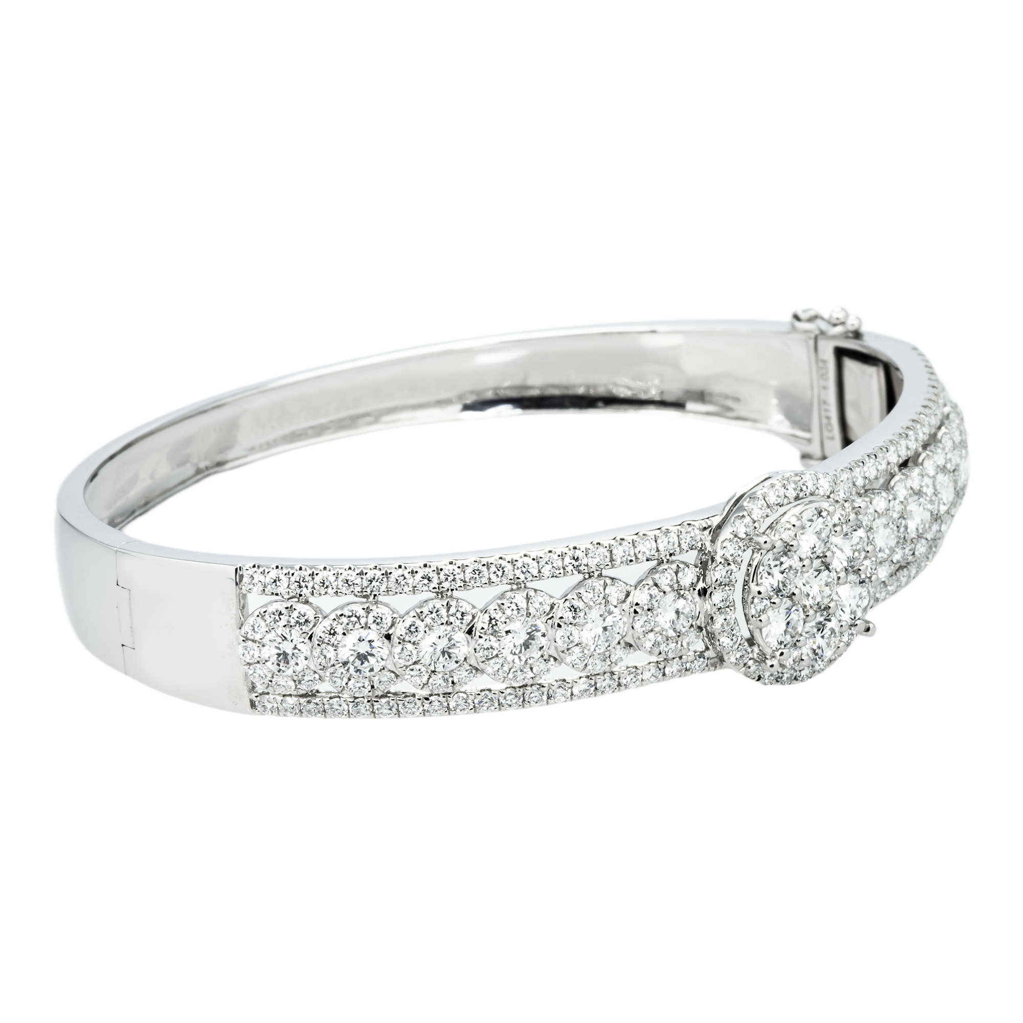 White Gold Detailed Round Diamond Bangle Bracelet 4.70ct