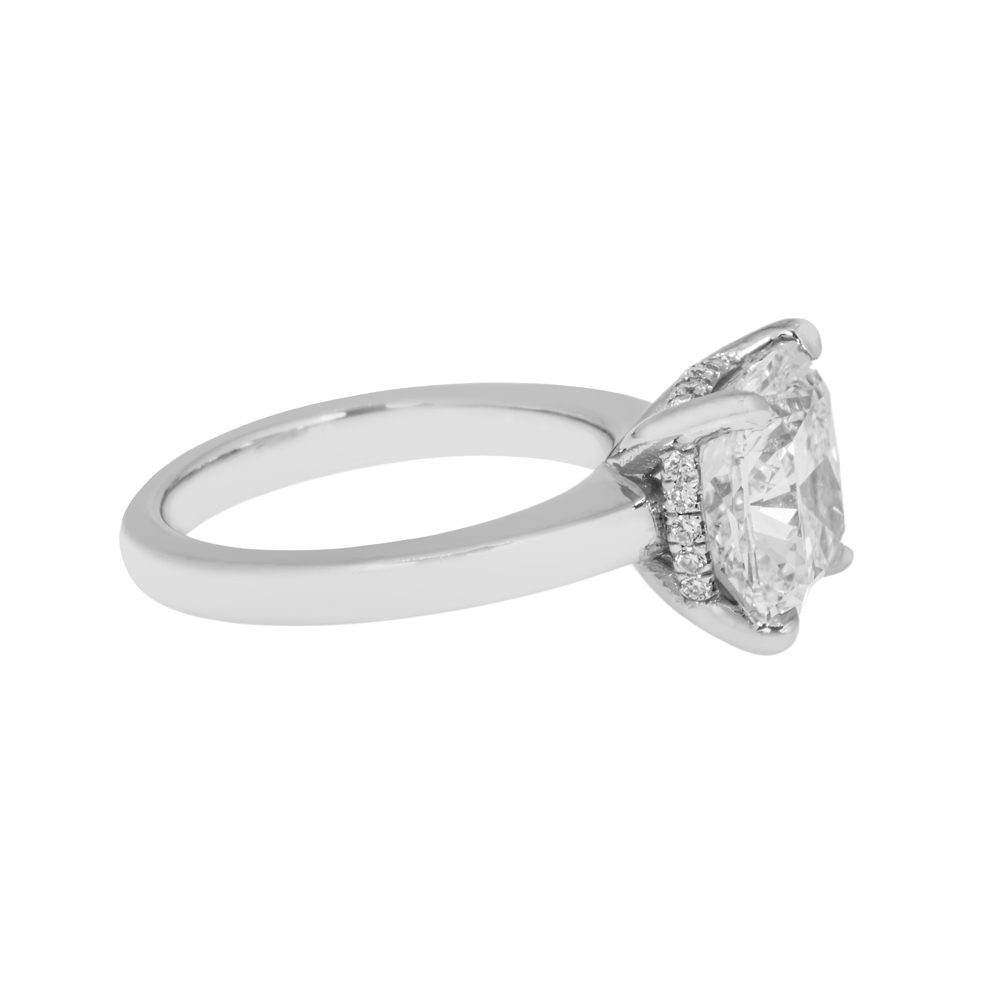 18K White Gold 4.07ct Cushion Cut Solitaire Engagement Ring 4.17ctw