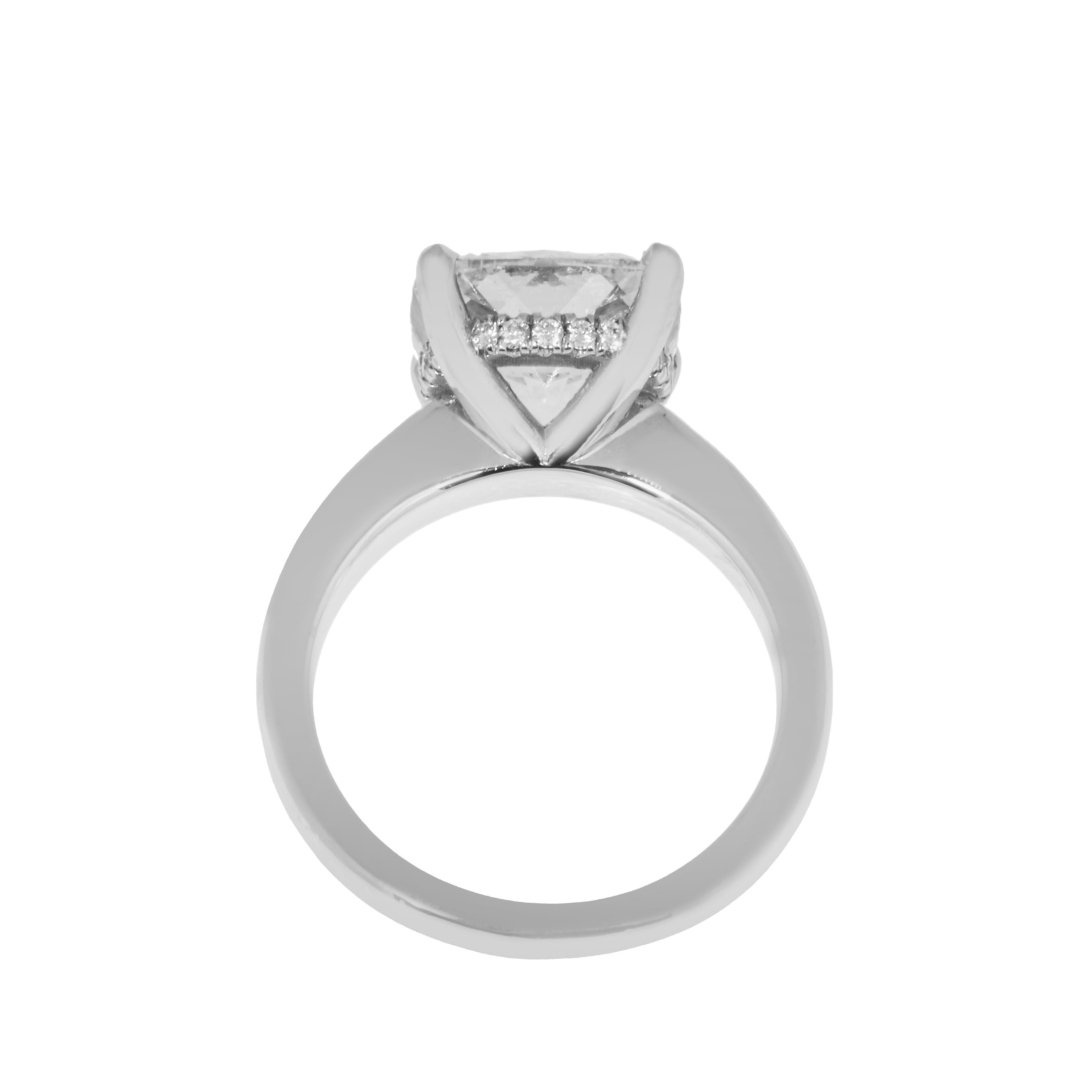 18K White Gold 4.07Ct Cushion Cut Solitaire Engagement Ring 4.17Ctw Bridal