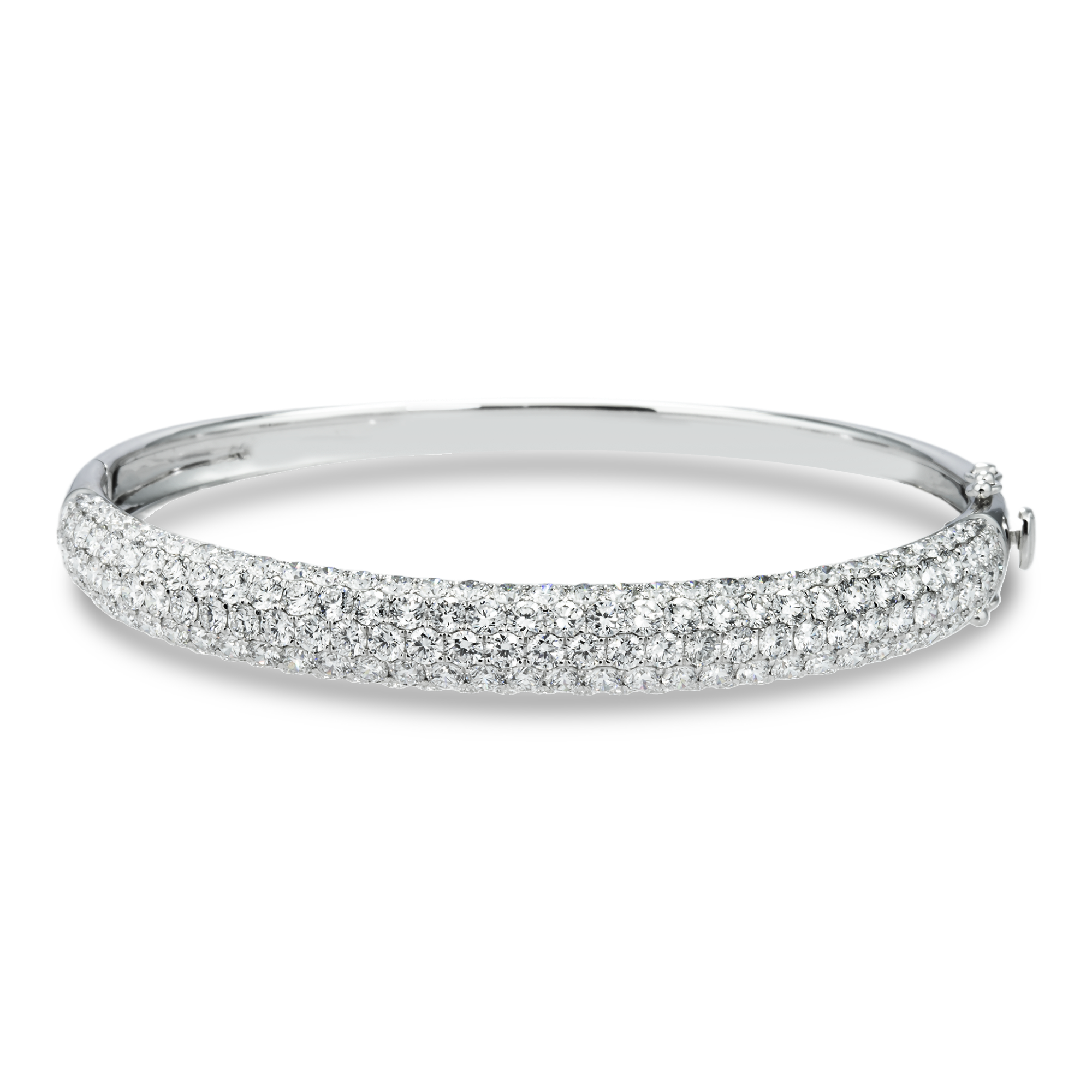 White Gold 5 Row Pave Set Round Diamond Bangle Bracelet 6.62ct