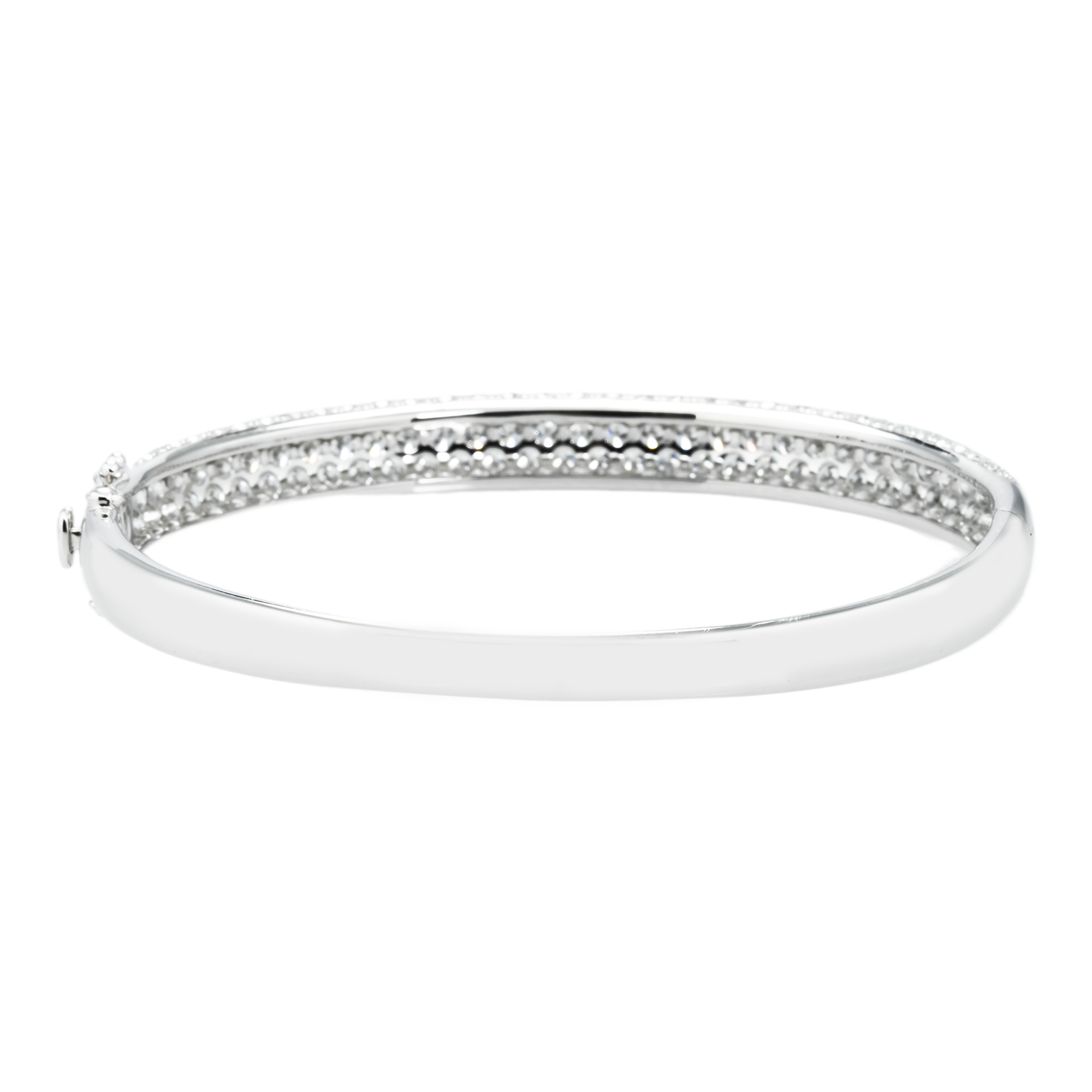White Gold 5 Row Pave Set Round Diamond Bangle Bracelet 6.62ct