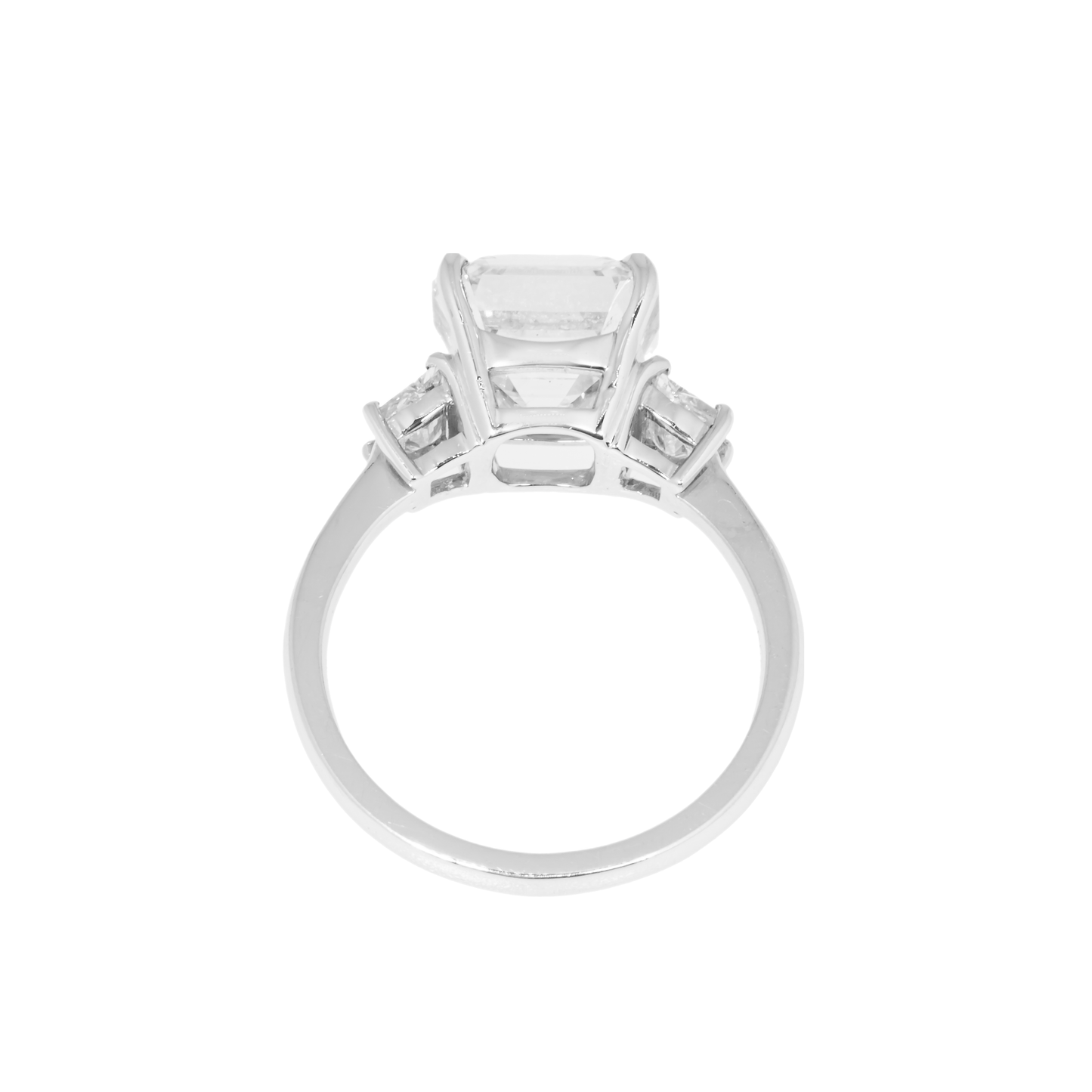 18K White Gold 4.53ct Asscher Cut Triple Diamond Engagement Ring 4.97ctw