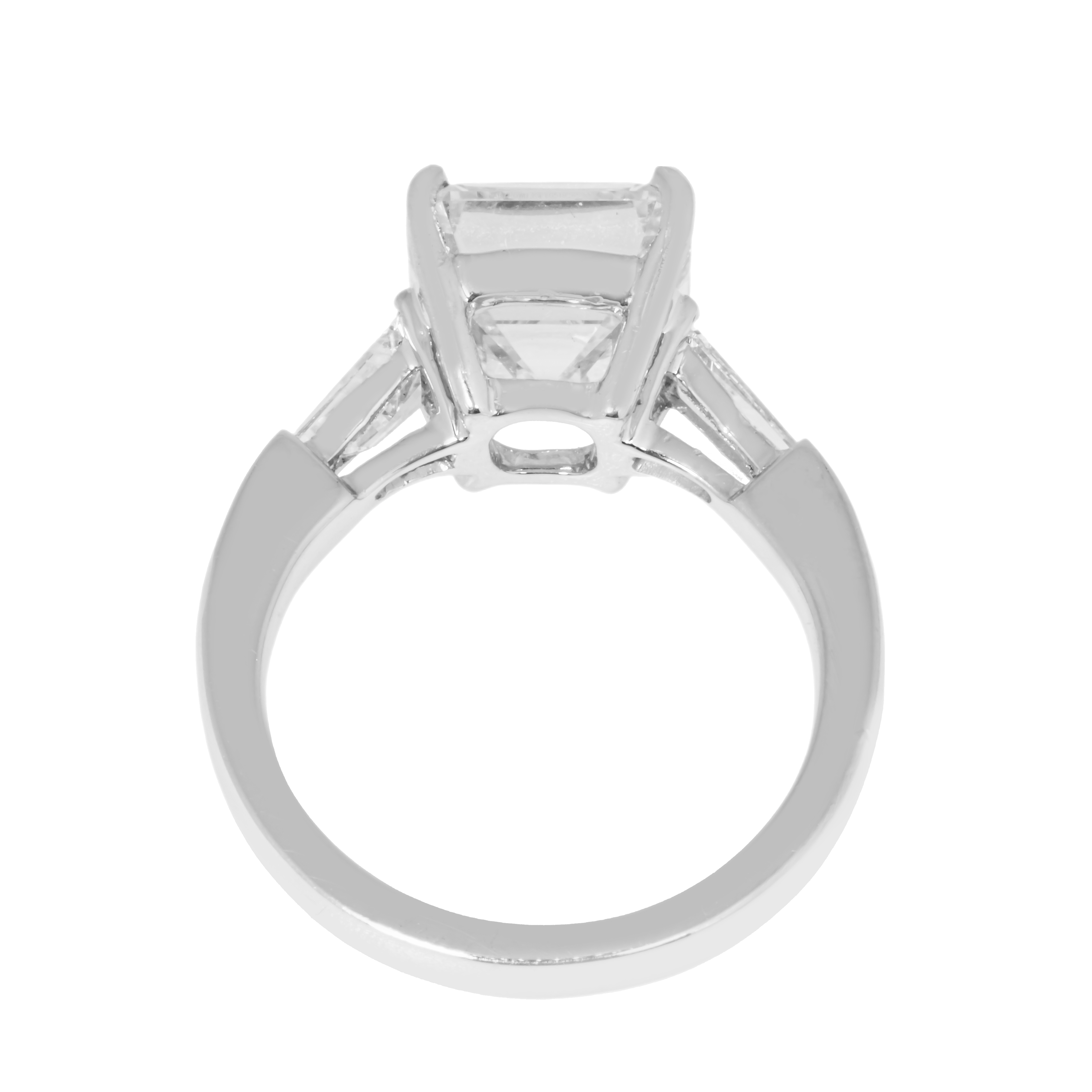 Platinum 4.09Ct Asscher Cut Triple Diamond Engagement Ring 4.55Ctw Bridal