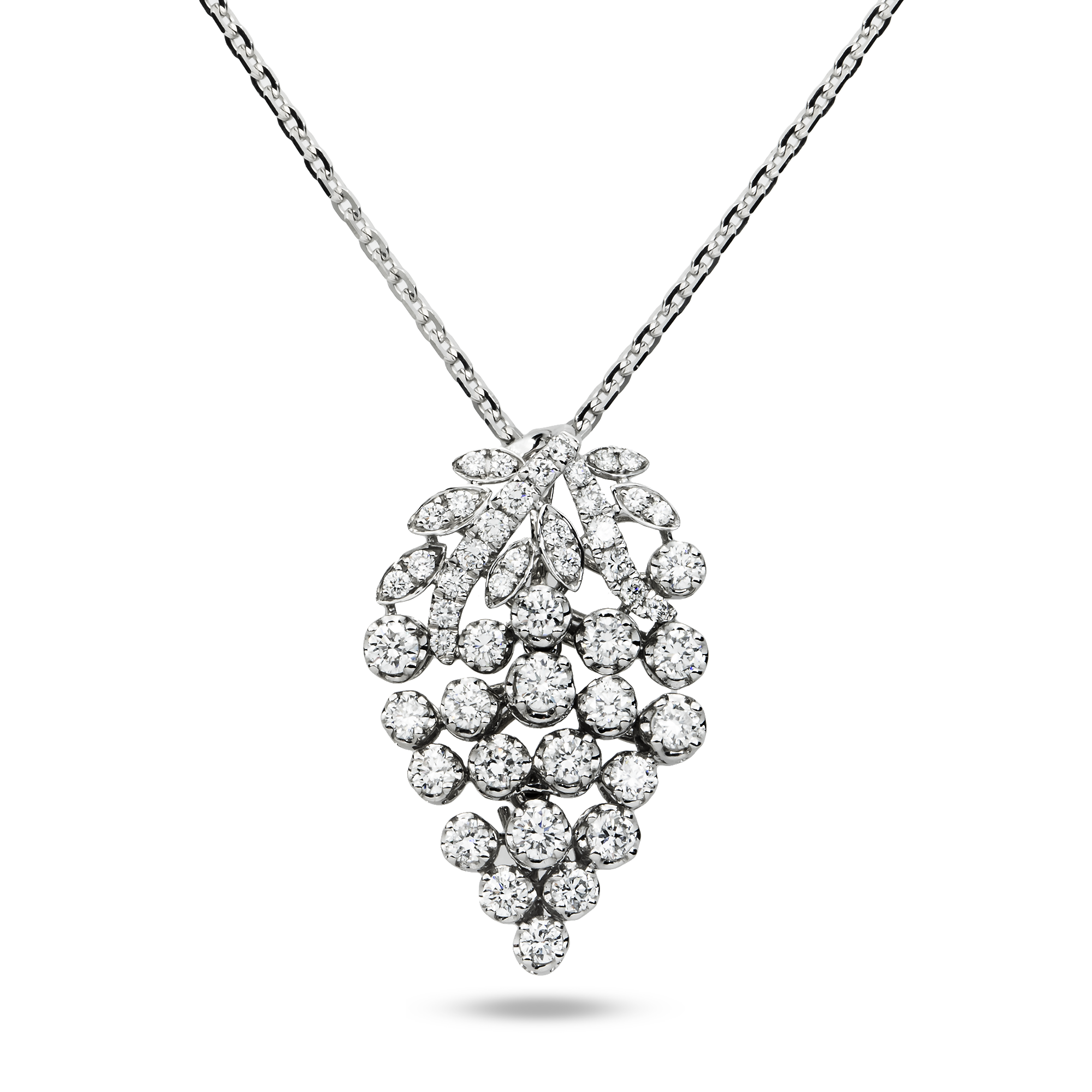 White Gold Diamond Berry Pendant & Chain Necklace 1.63ct