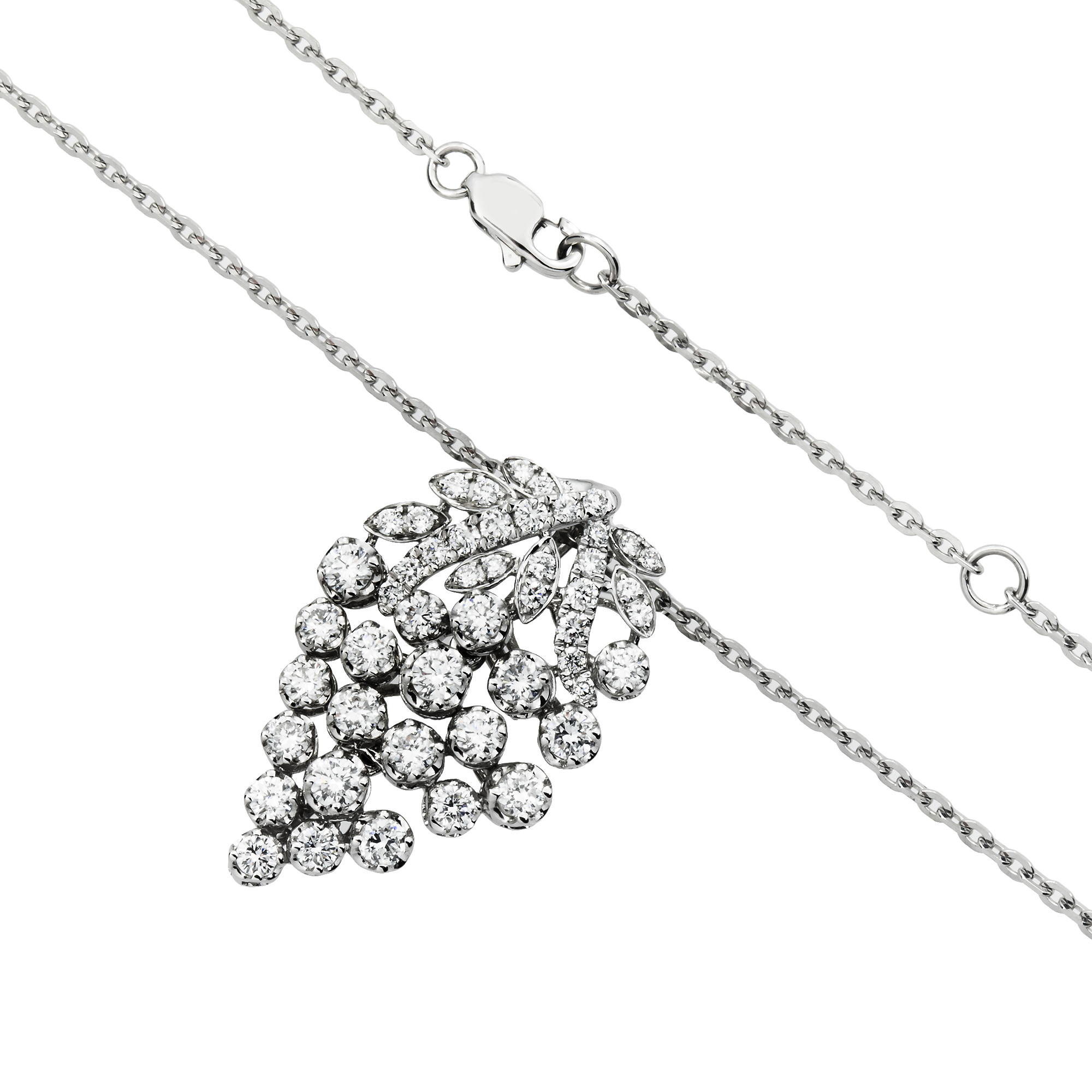 White Gold Diamond Berry Pendant & Chain Necklace 1.63ct