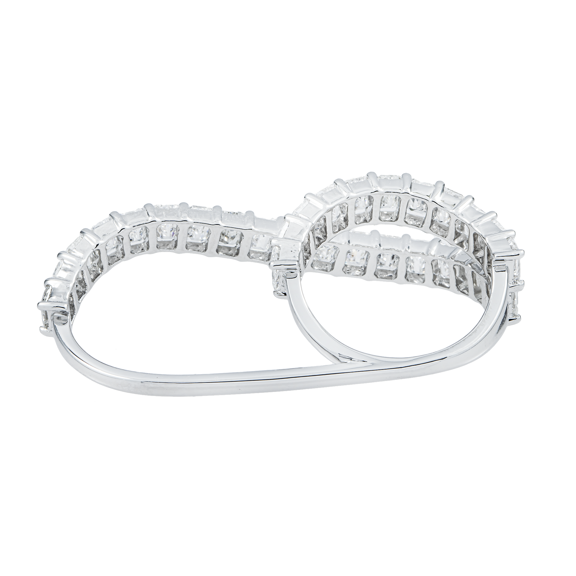14K White Gold Emerald Cut Diamond Two Finger Wrap Ring 5.66ctw
