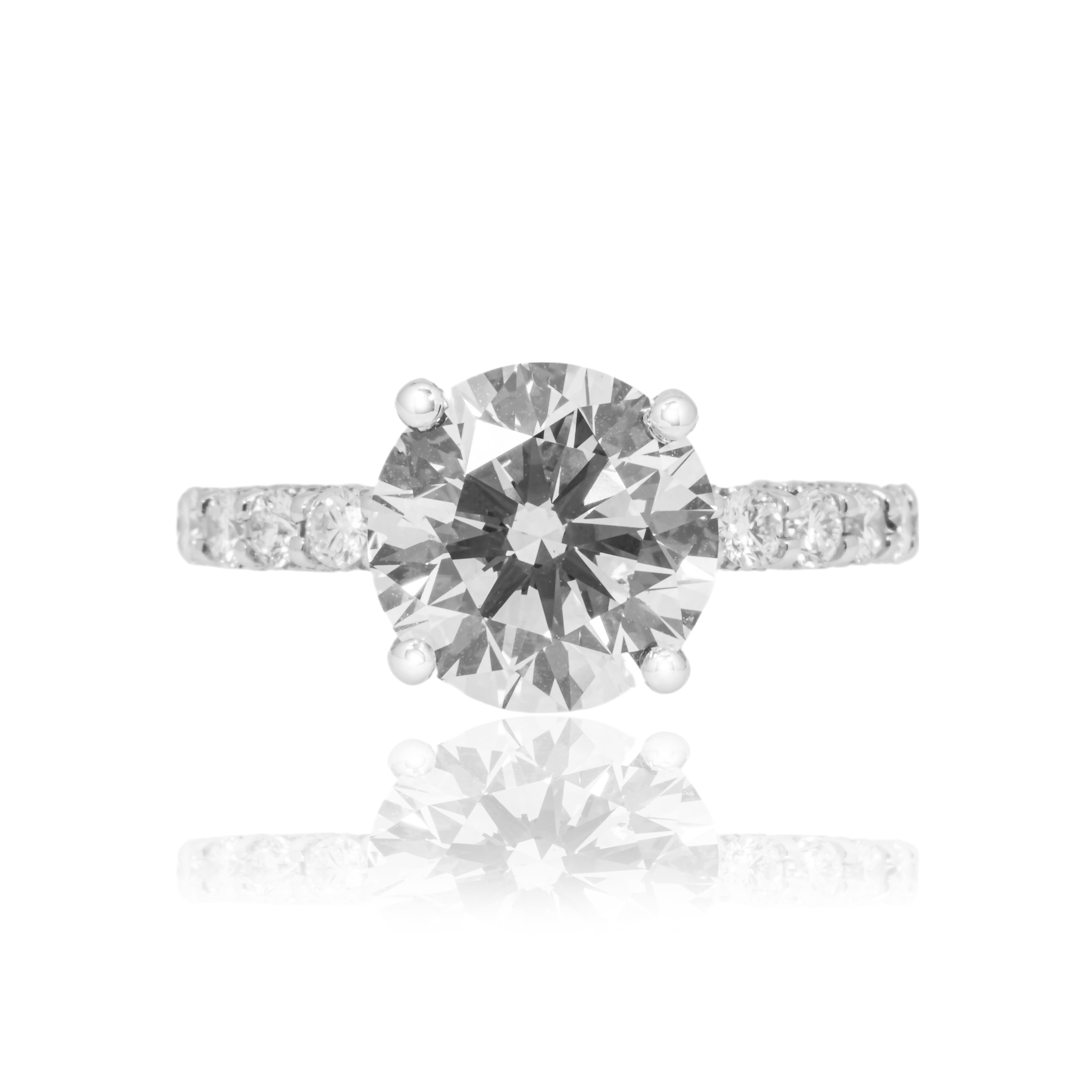 18K White Gold 5Ct Round Diamond Engagement Ring 7.02Ctw Bridal